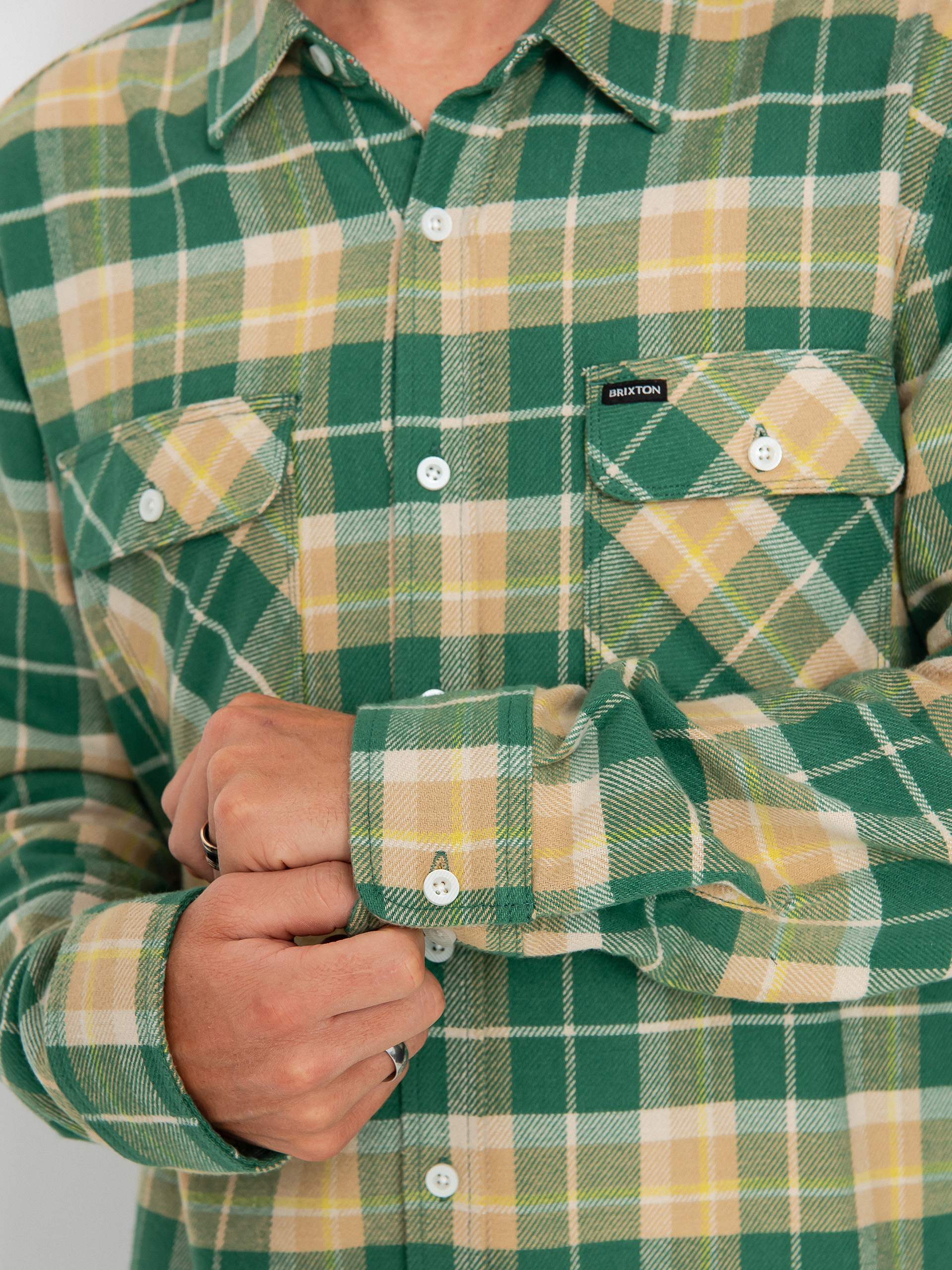 Brixton Bowery Flannel Ls Ing (washed pine needle/washed gold)