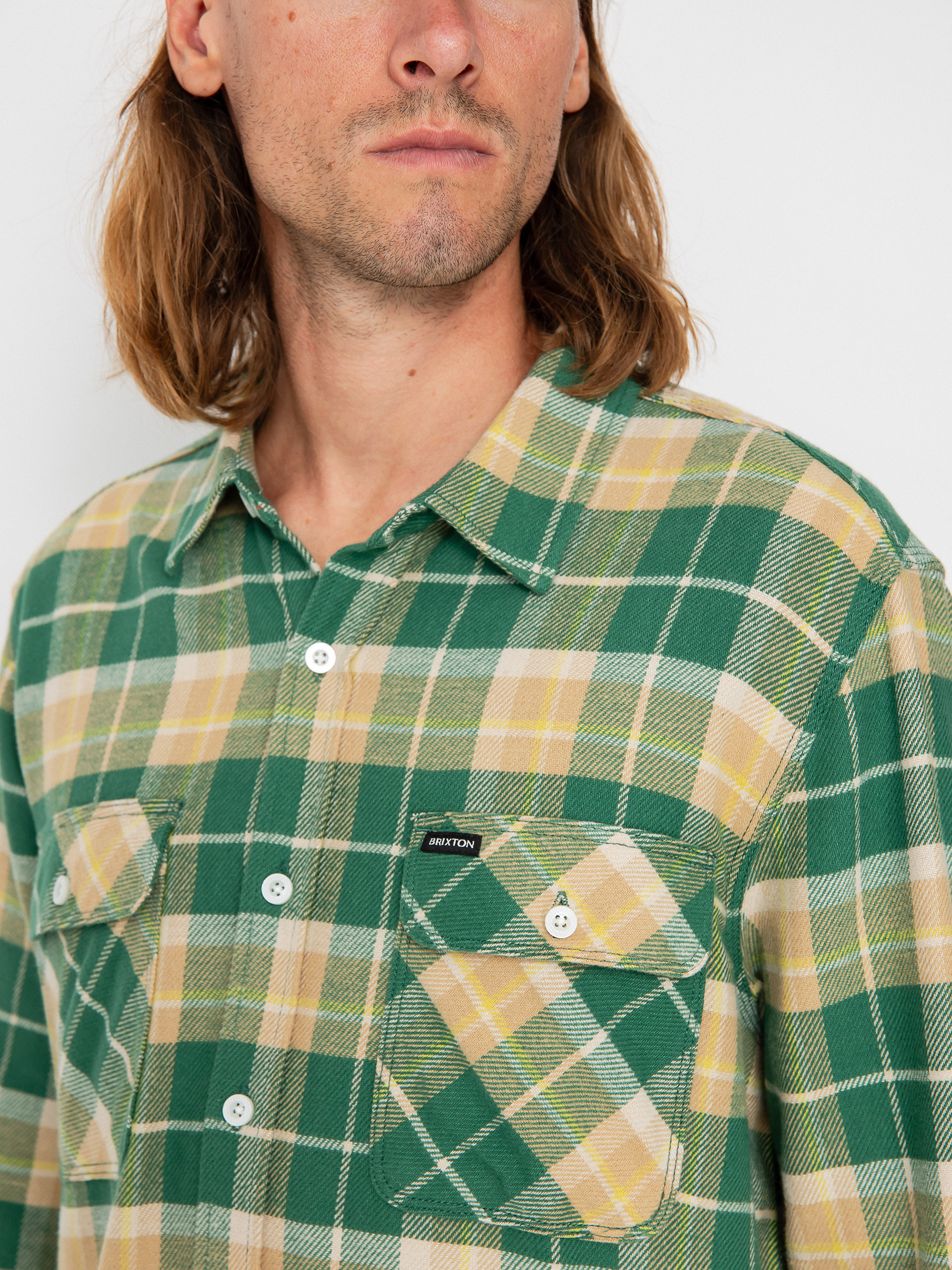 Brixton Bowery Flannel Ls Ing (washed pine needle/washed gold)