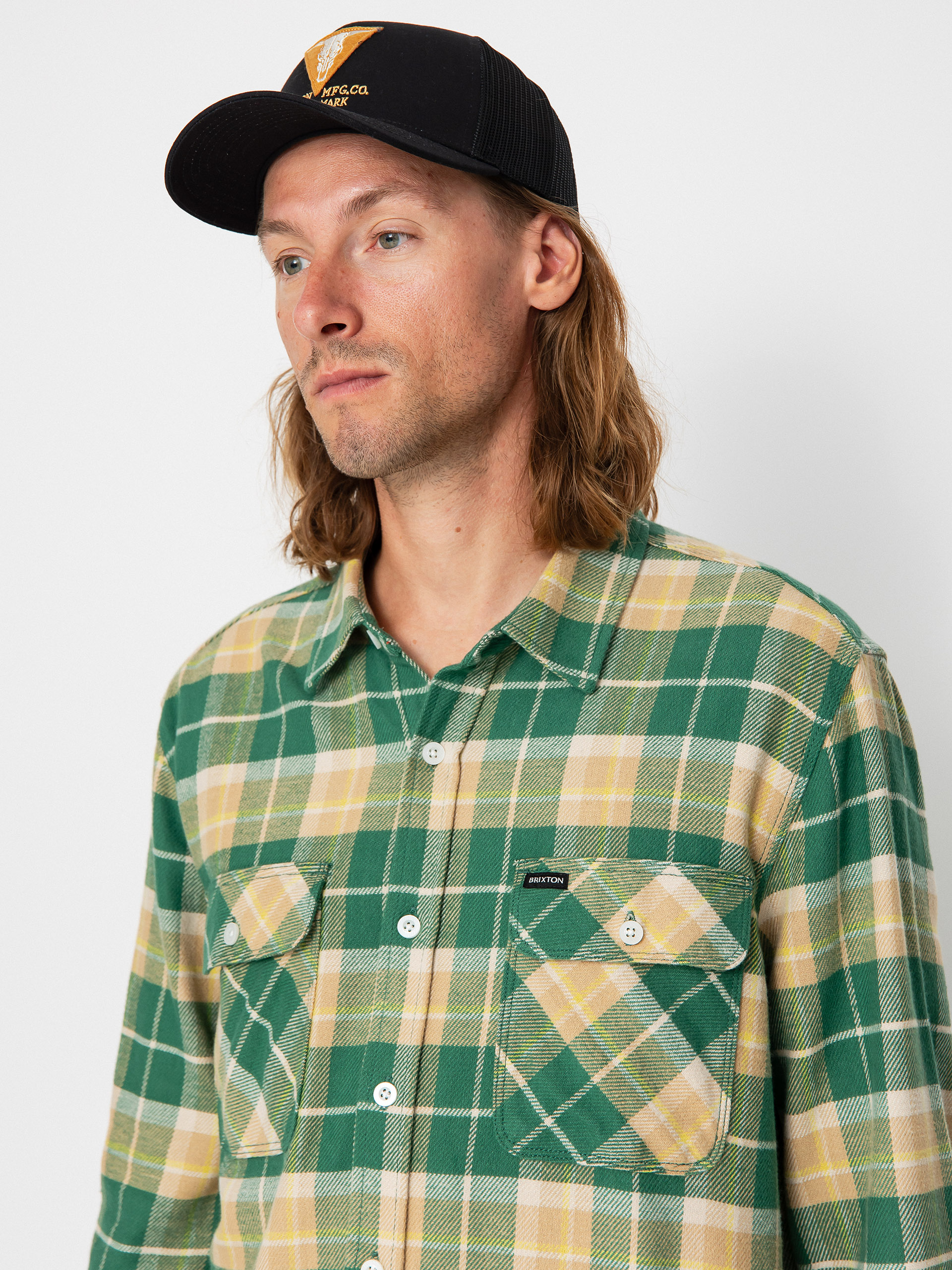 Brixton Bowery Flannel Ls Ing (washed pine needle/washed gold)