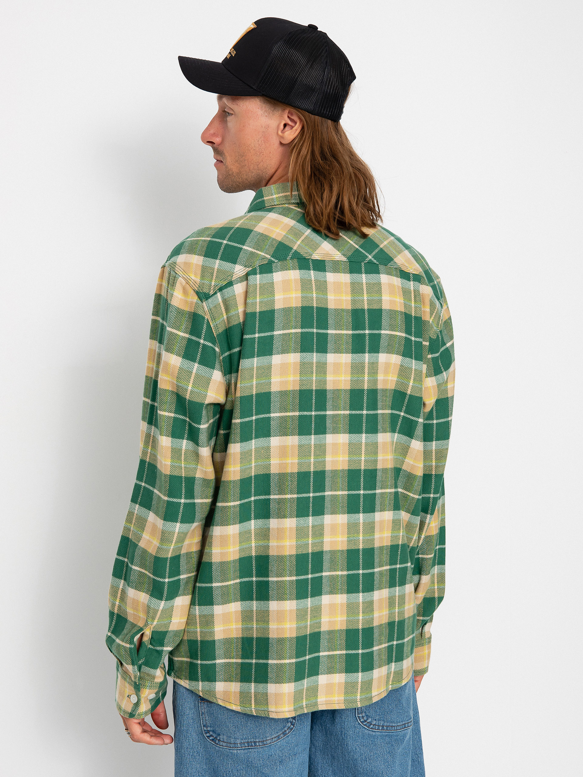 Brixton Bowery Flannel Ls Ing (washed pine needle/washed gold)