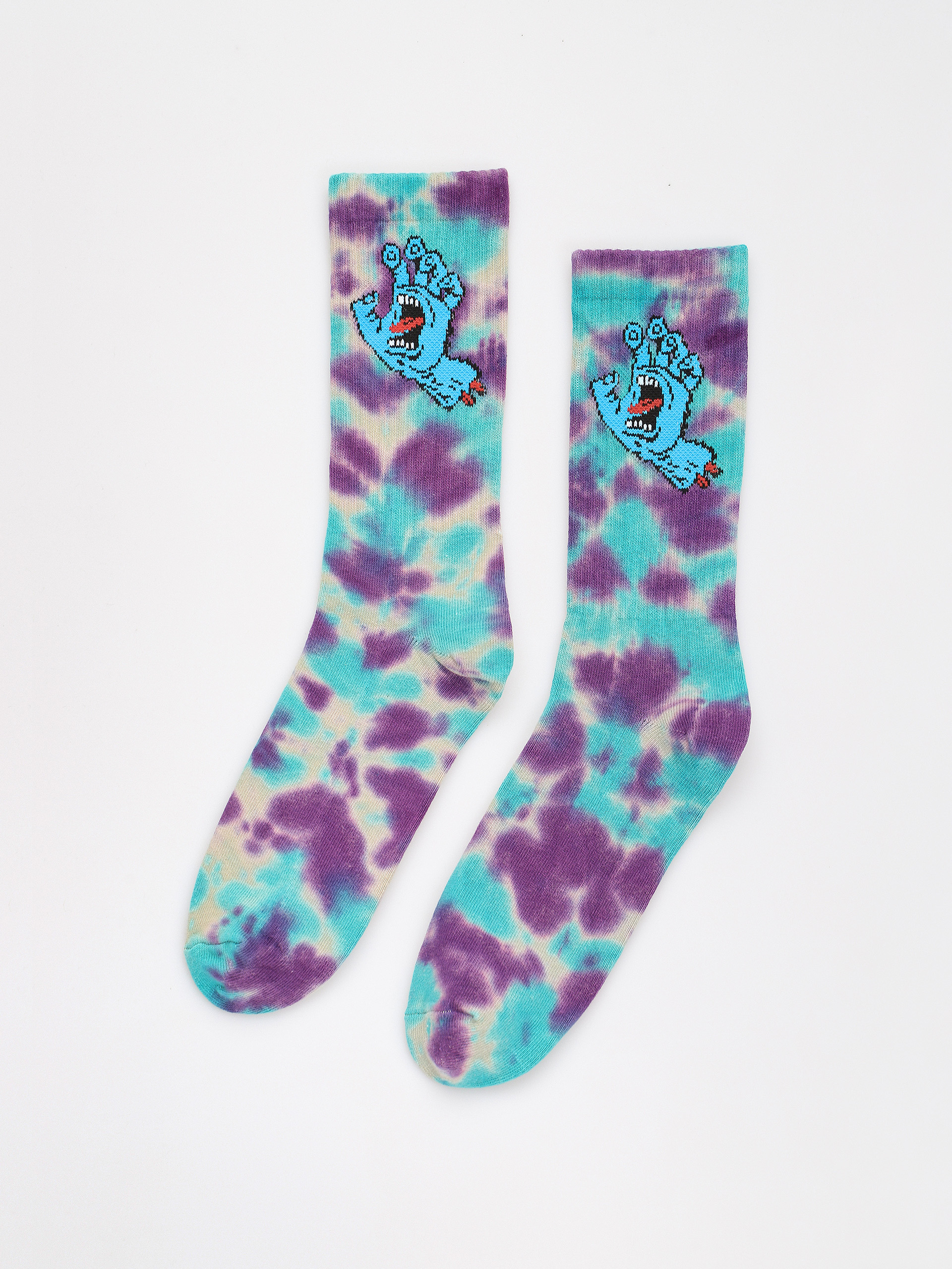 Santa Cruz Screaming Hand Tie Dye Zokni (oat/purple/aqua tie dye)
