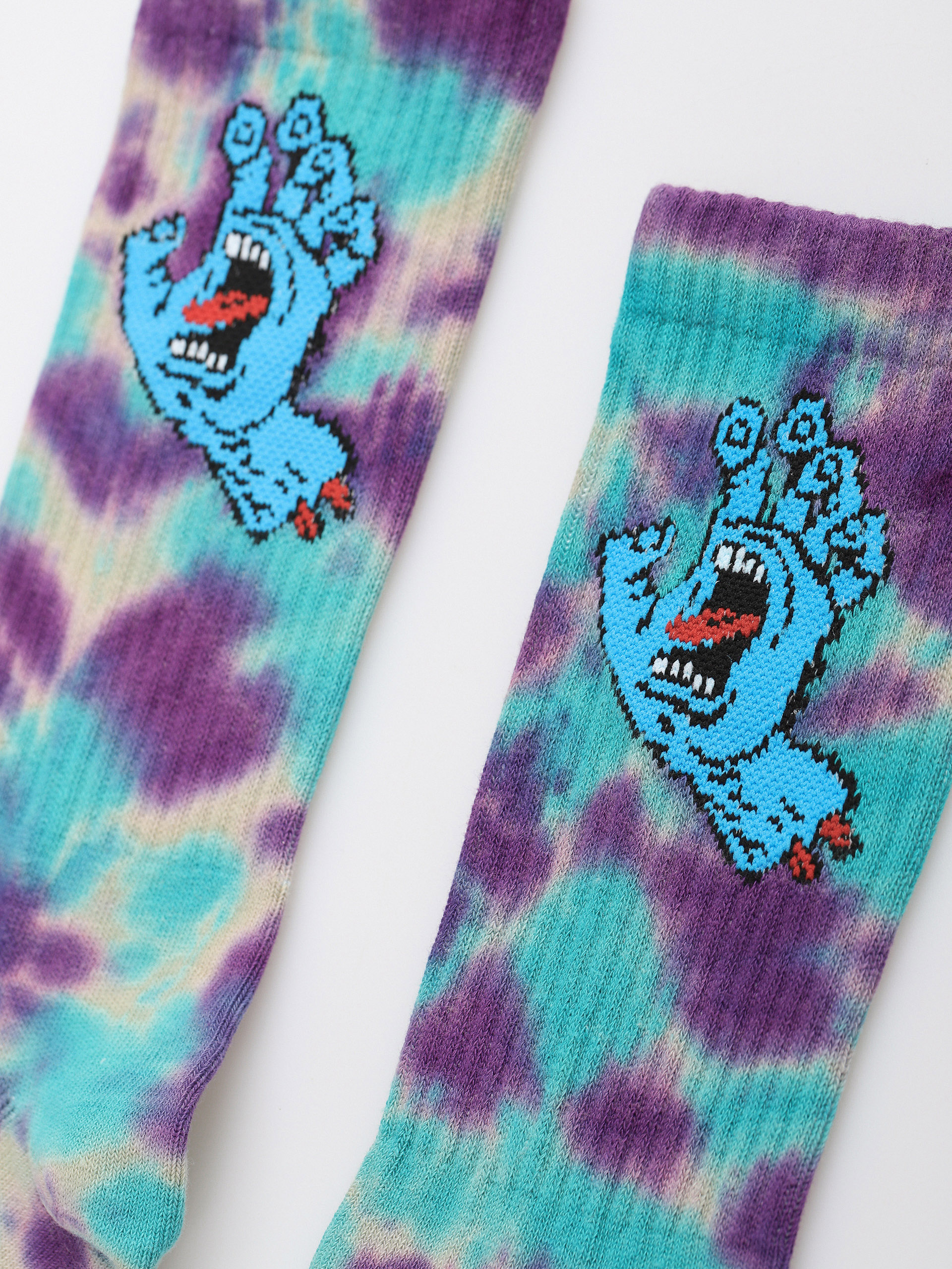 Santa Cruz Screaming Hand Tie Dye Zokni (oat/purple/aqua tie dye)