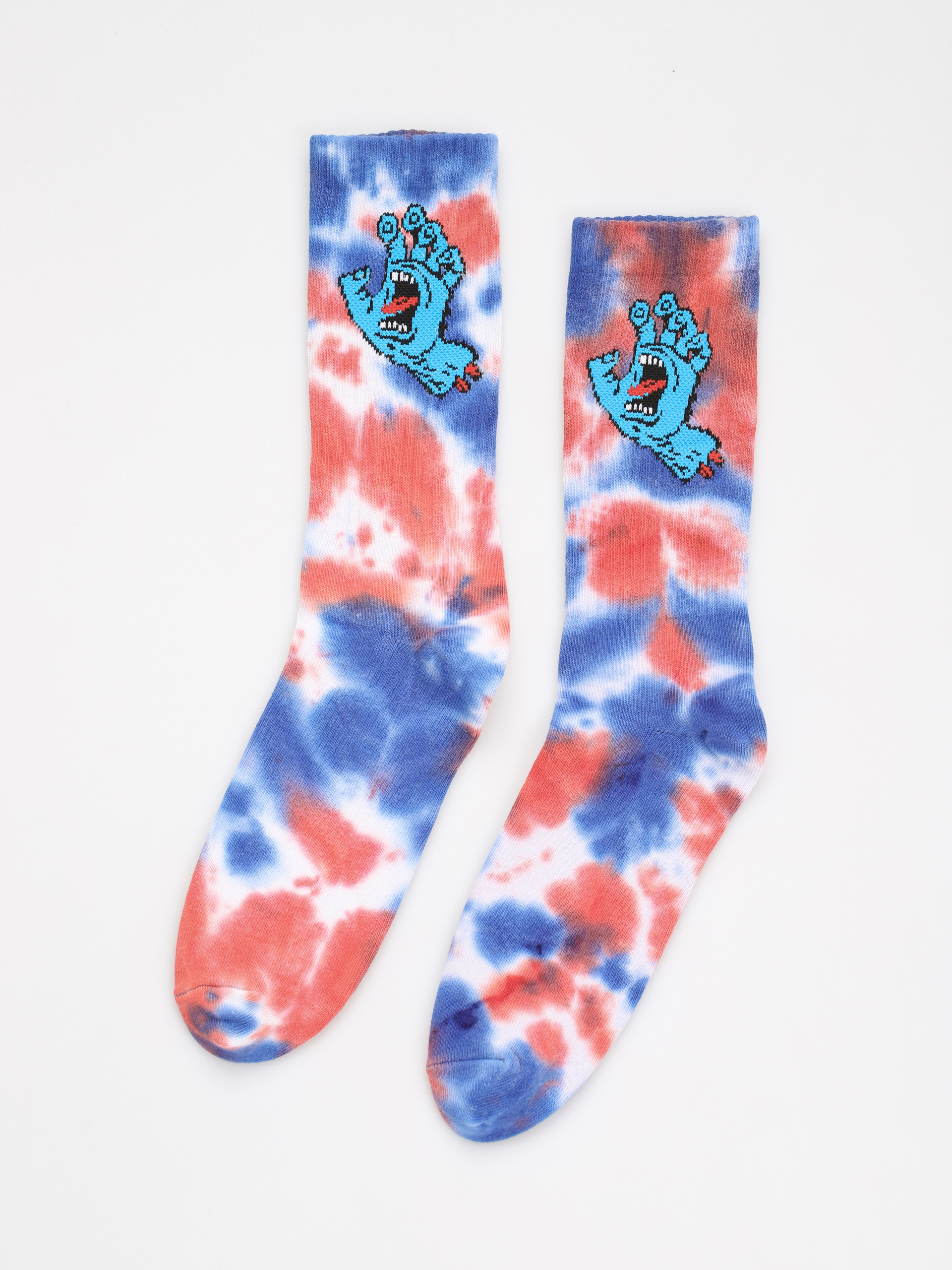 Santa Cruz Screaming Hand Tie Dye Zokni (white/cobalt/astro dust tiedye)