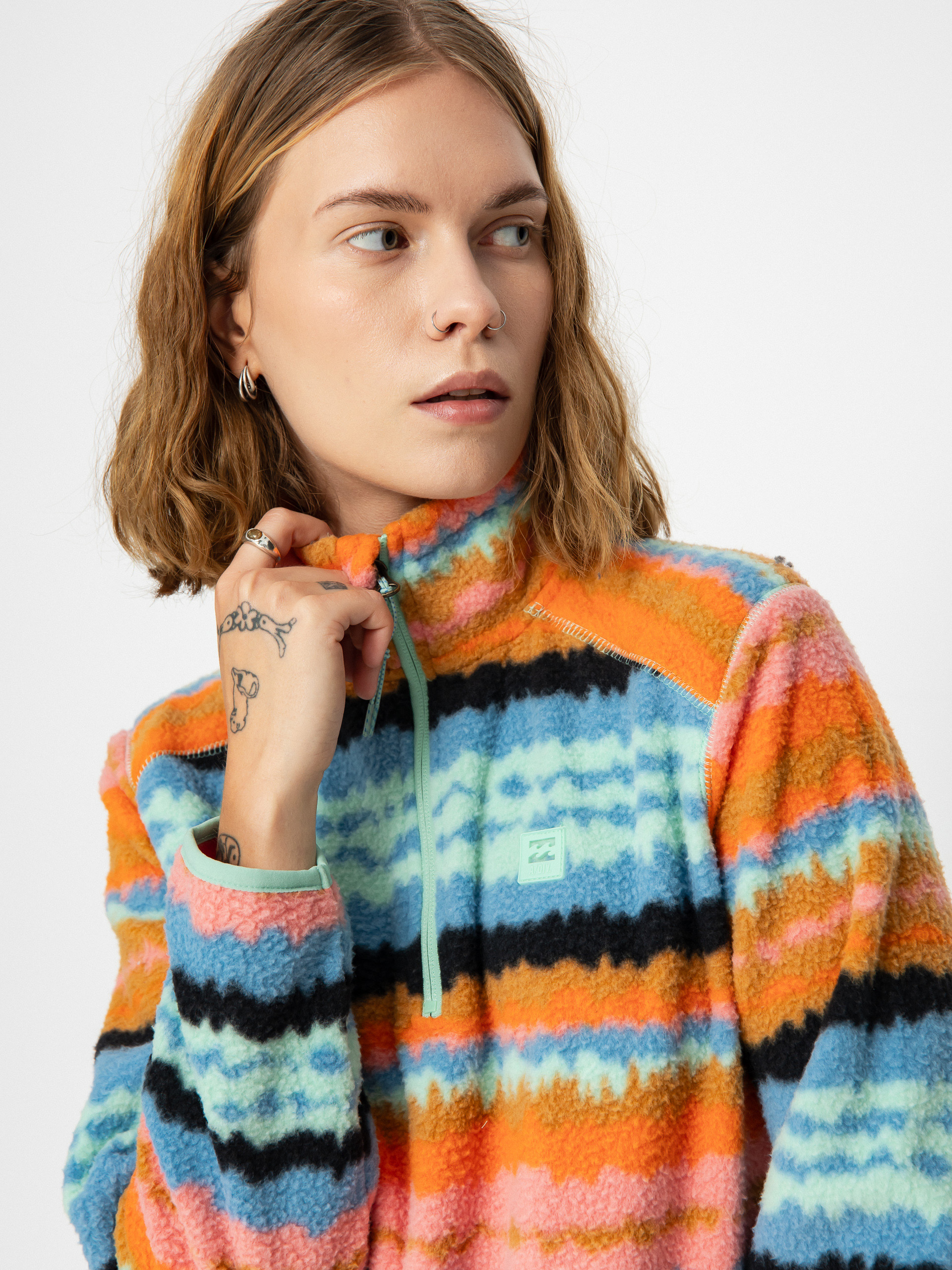 Női Billabong Boundary Mock 3 Polár pulóver (shallow sea)