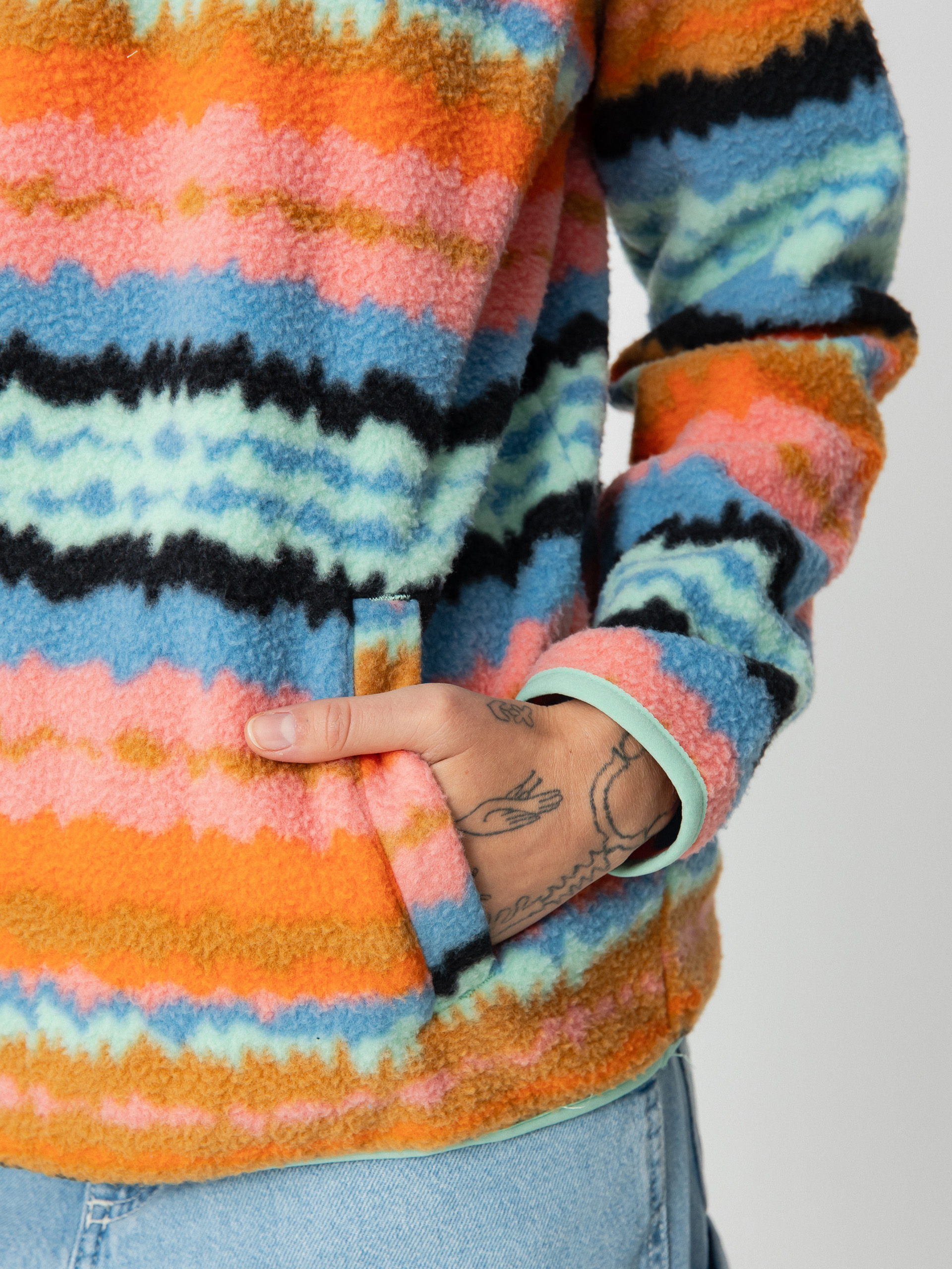 Női Billabong Boundary Mock 3 Polár pulóver (shallow sea)