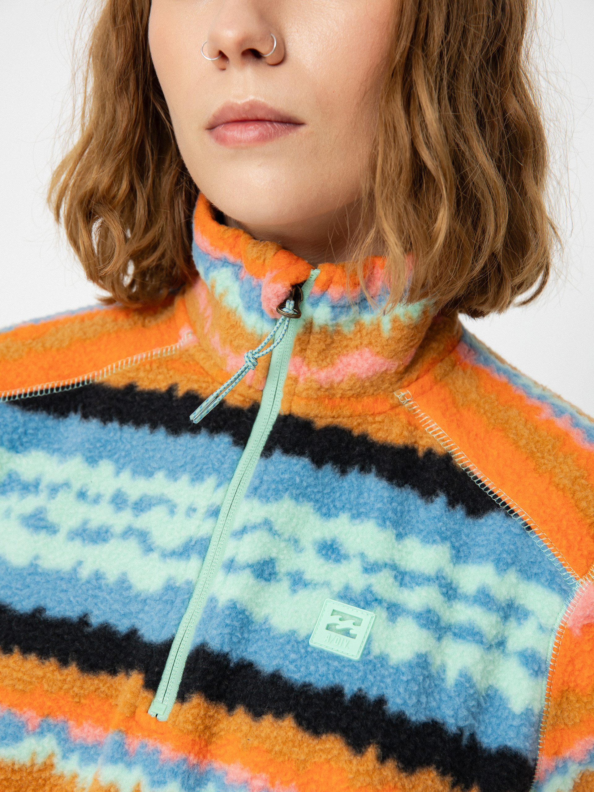 Női Billabong Boundary Mock 3 Polár pulóver (shallow sea)