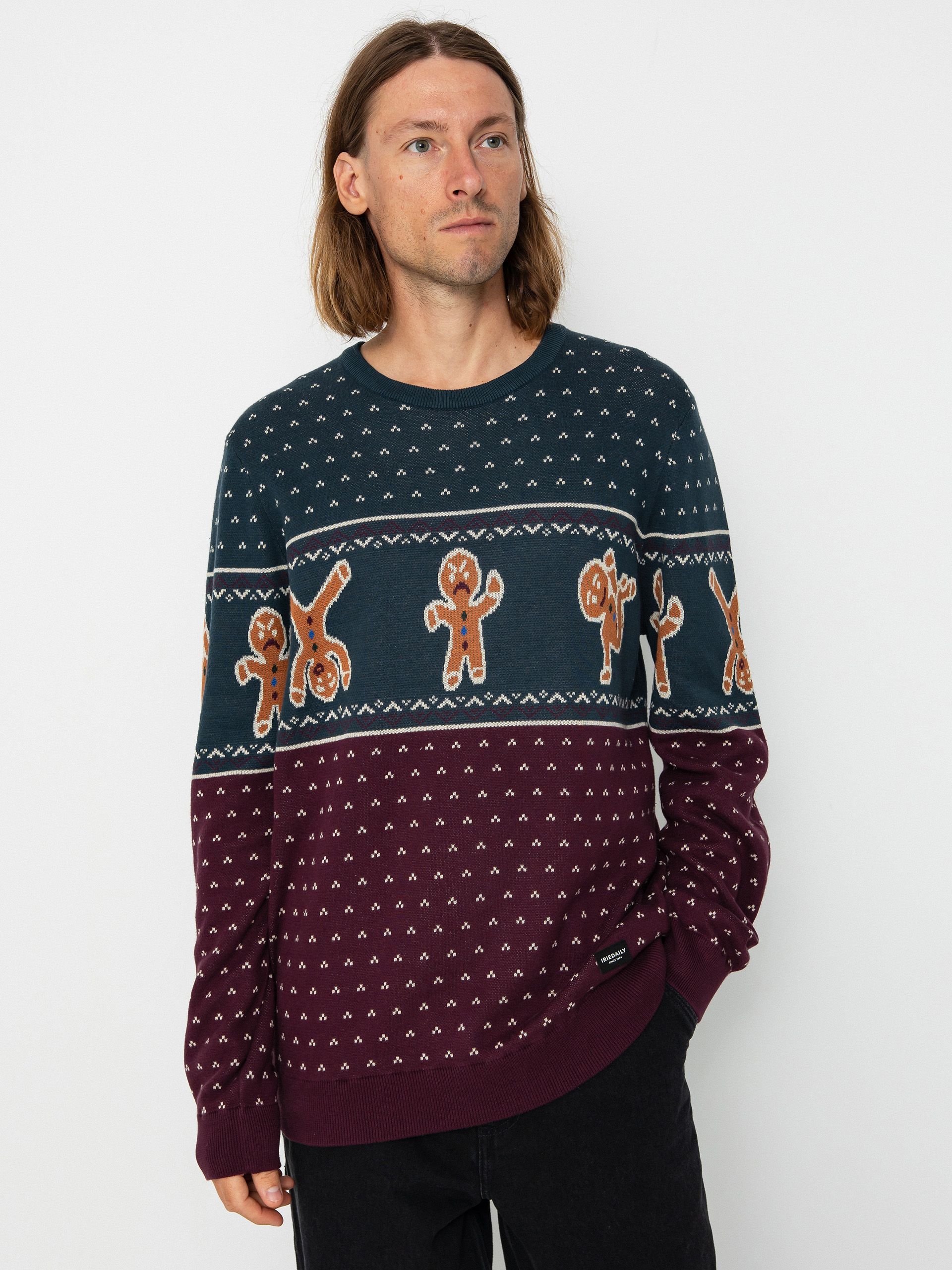 Iriedaily Cookieman Pulóver (green red)