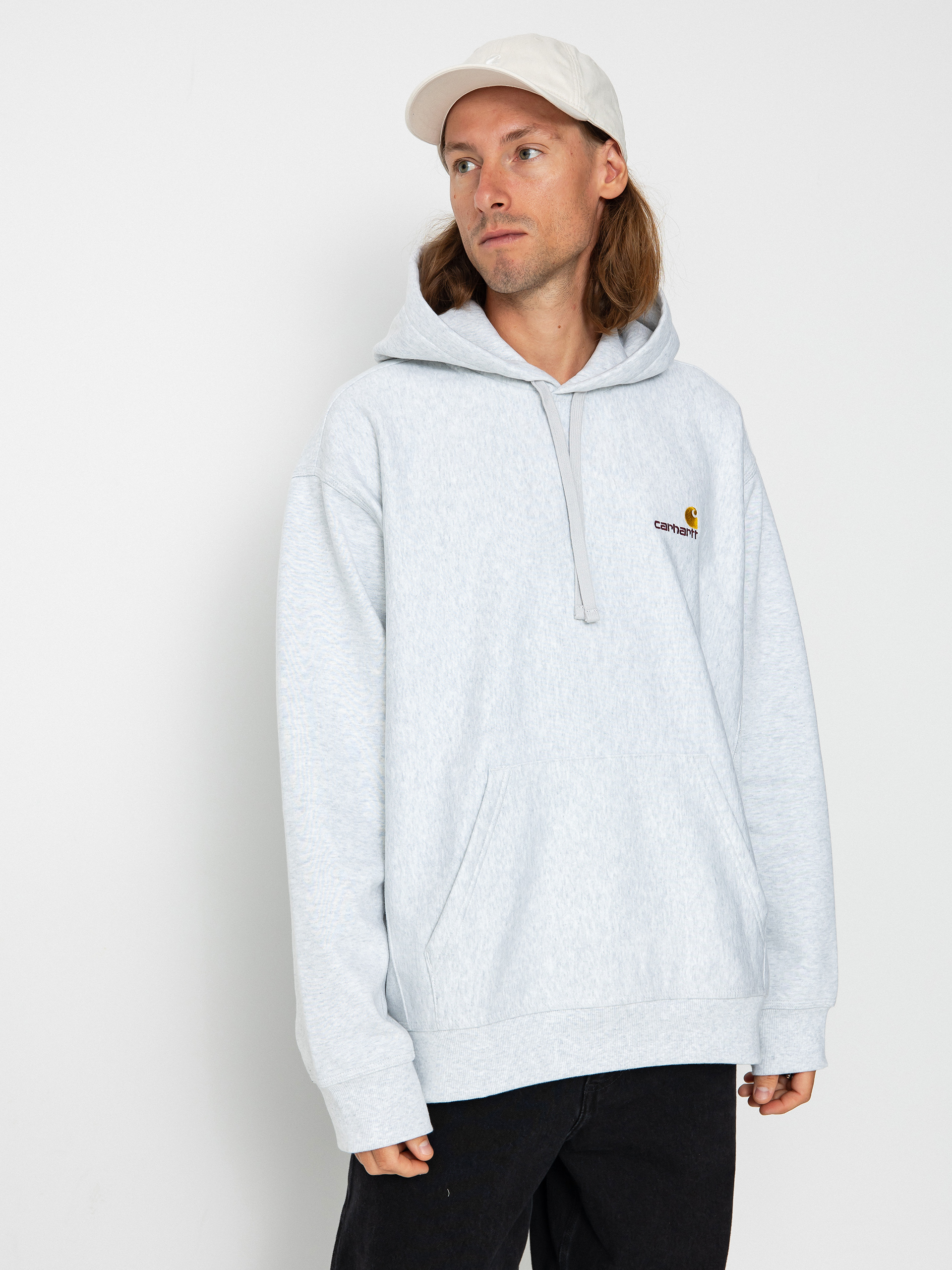 Carhartt WIP American Script HD Kapucnis pulu00f3ver (ash heather)