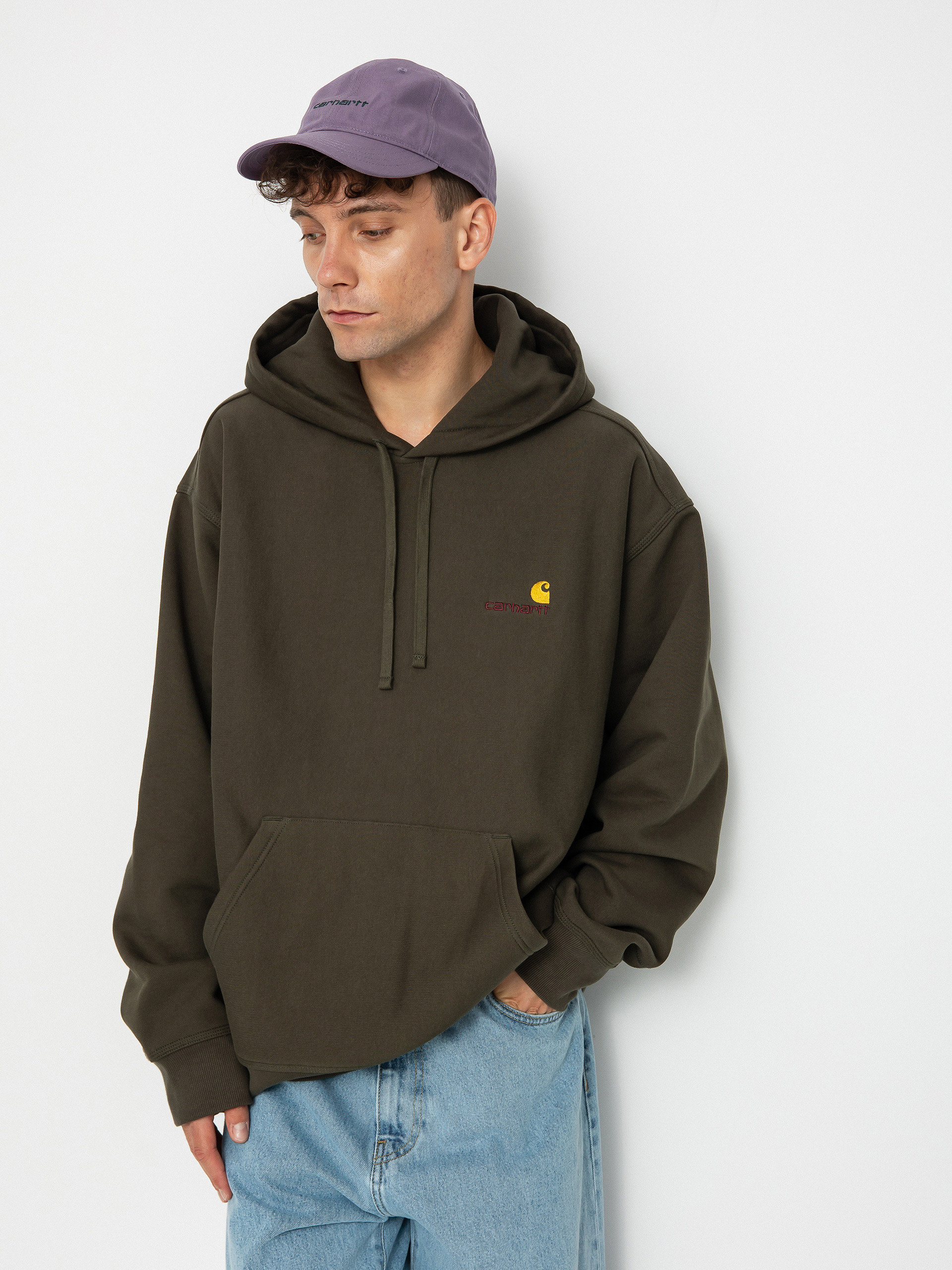 Carhartt WIP American Script HD Kapucnis pulóver (plant)
