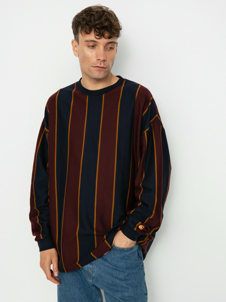 Carhartt WIP Ruben Hosszú ujjú felső (ruben stripe dark navy/amarone)