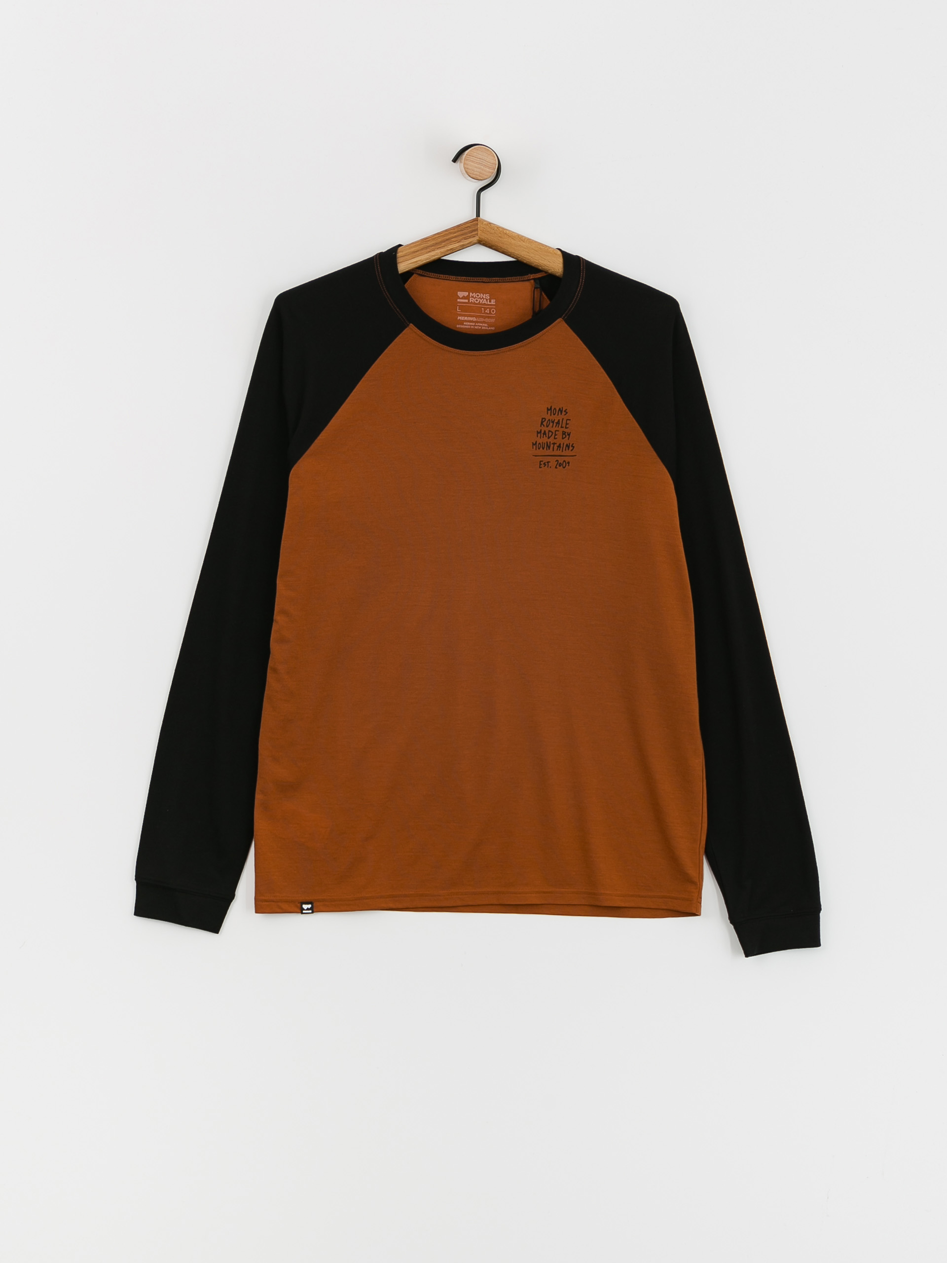 Férfi Mons Royale Icon Merino Raglan Hosszú ujjú thermo felső (black/copper)