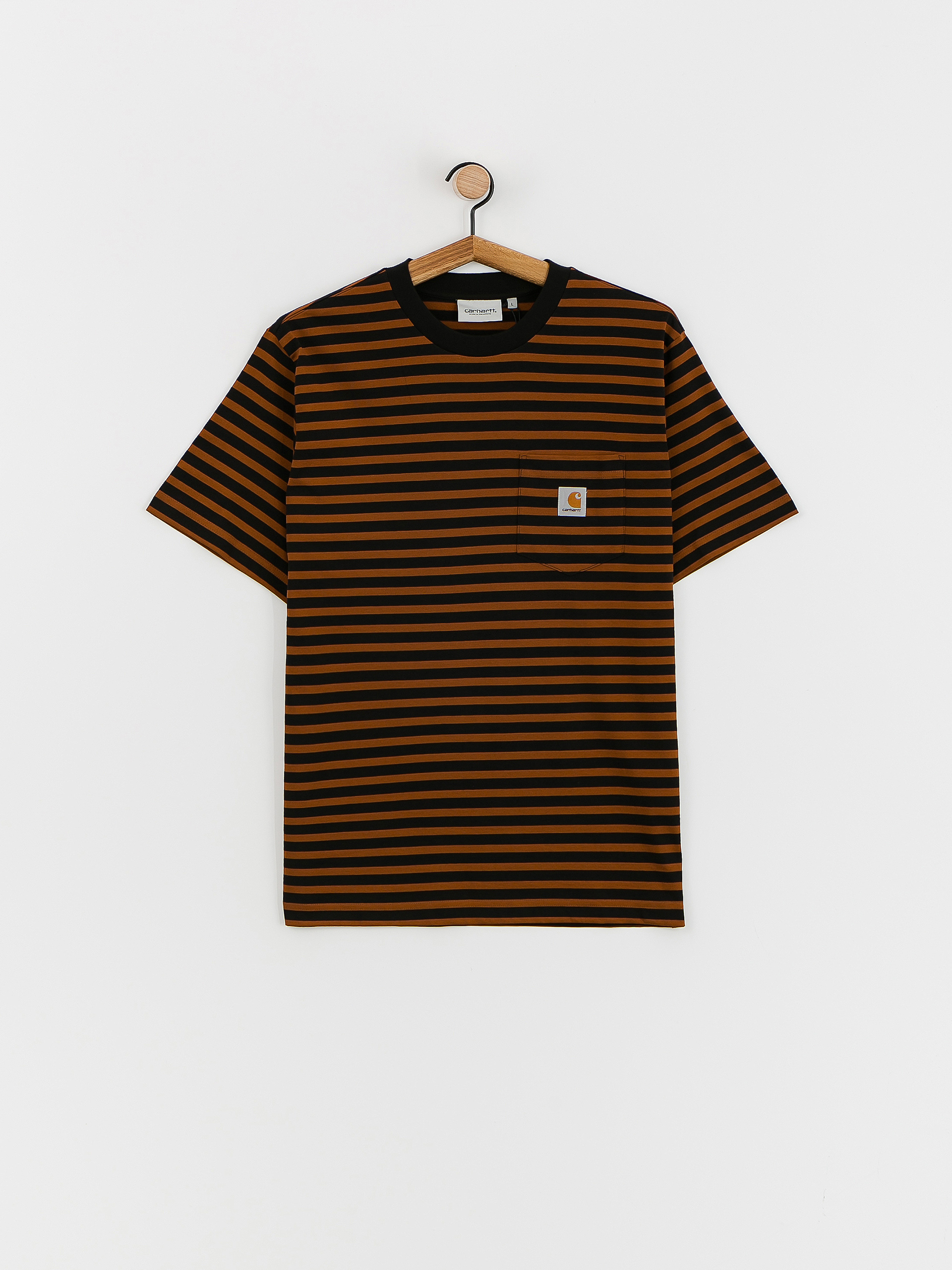Carhartt WIP Seidler Pocket Póló (seidler stripe deep h brown/black)