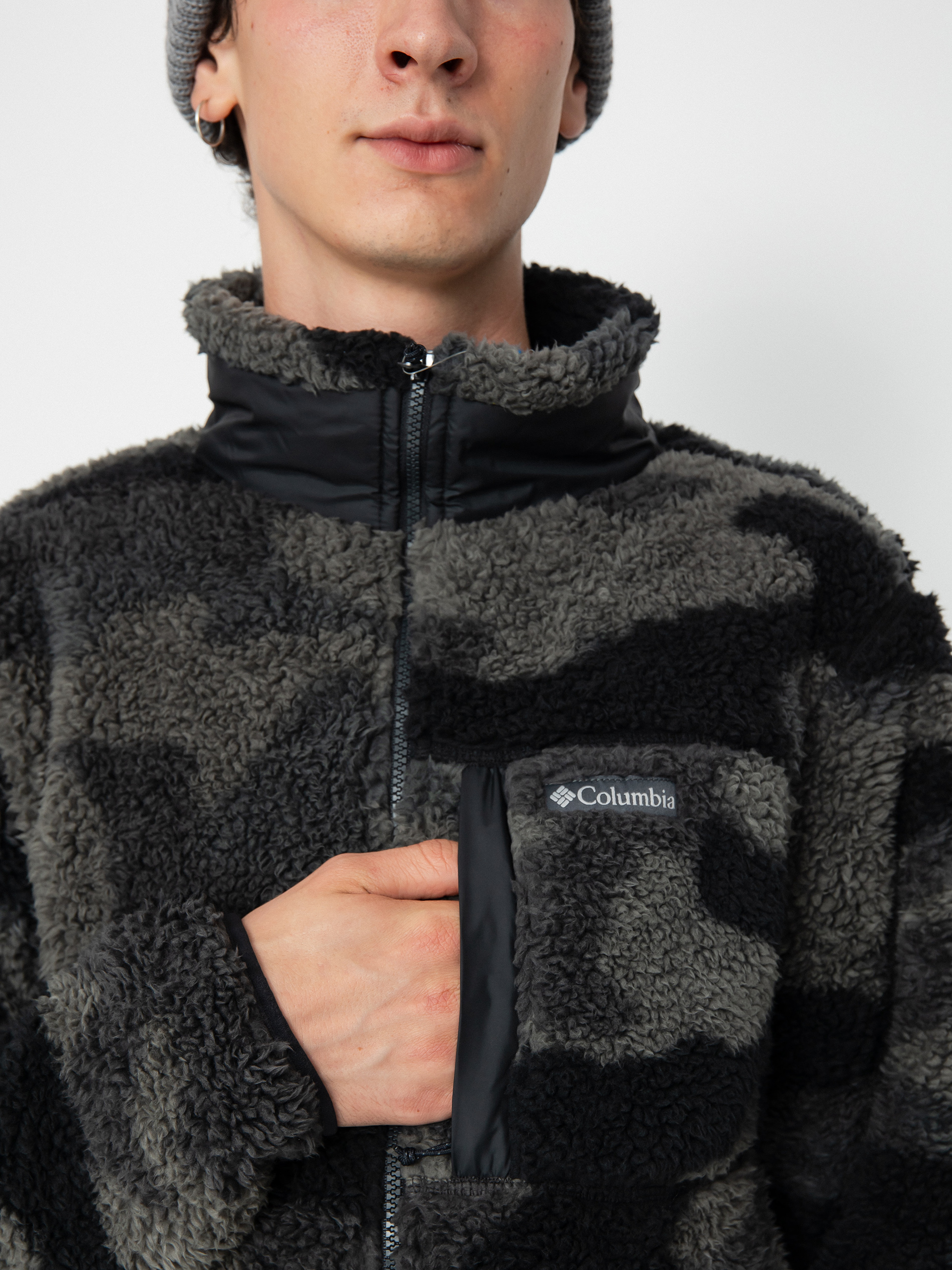 Férfi Columbia Winter Pass Print Fleece Full Zip Polár pulóver (black mod camo)