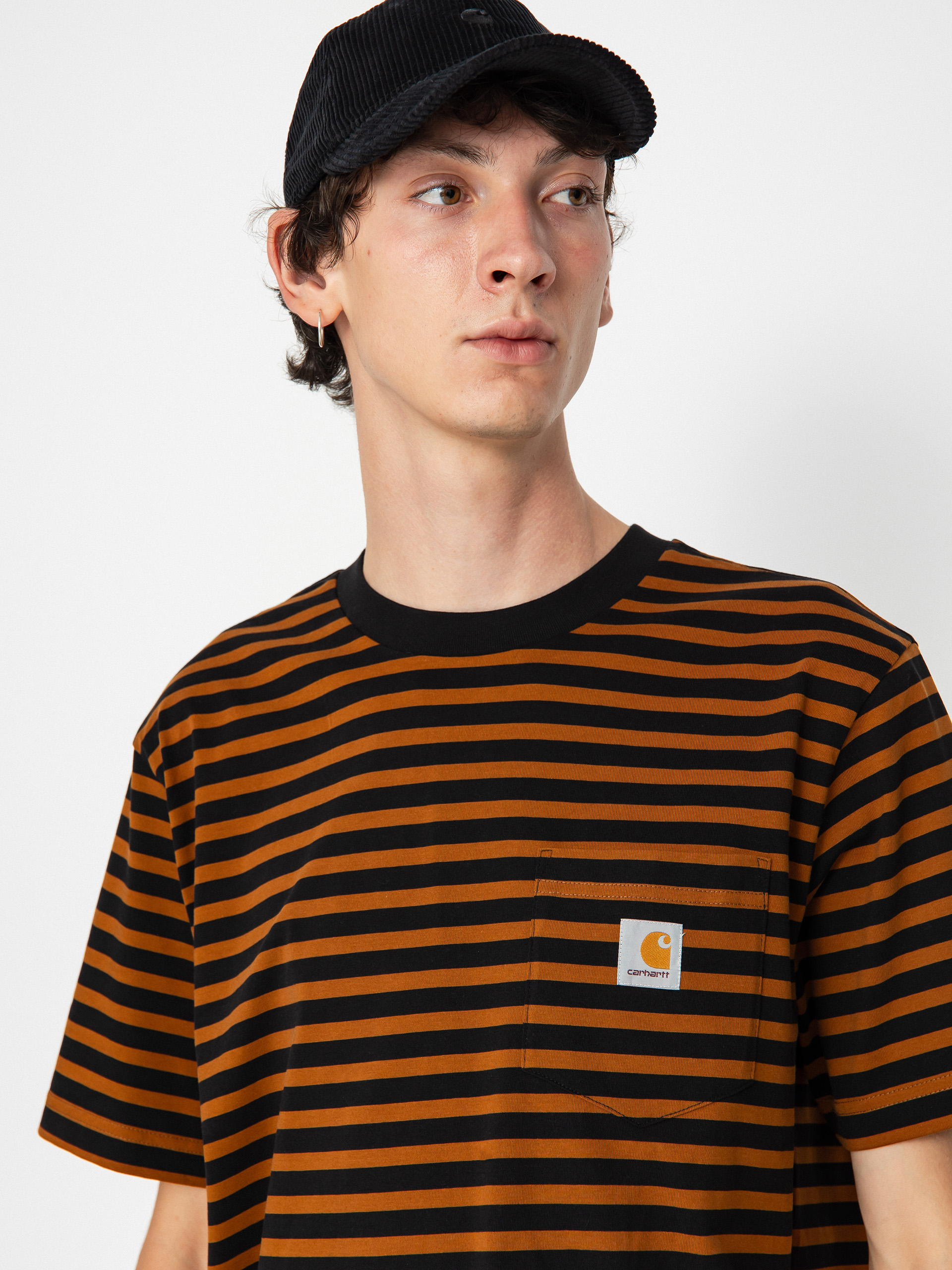 Carhartt WIP Seidler Pocket Póló (seidler stripe deep h brown/black)