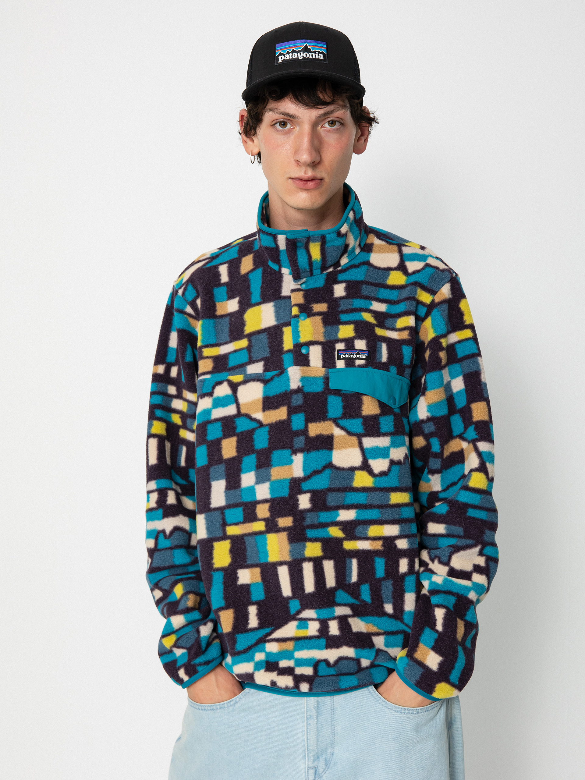 Férfi Patagonia Lightweight Synchilla Snap T Polár pulóver (fitz roy patchwork/belay blue)