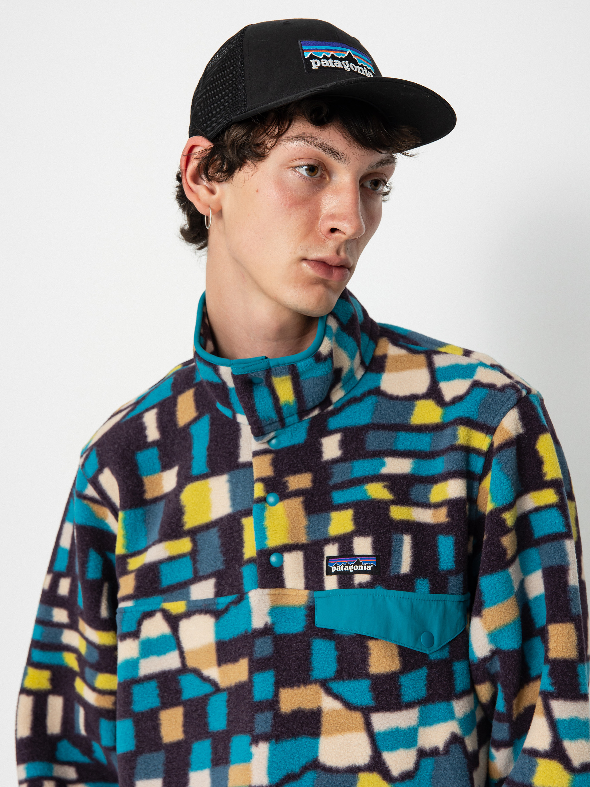 Férfi Patagonia Lightweight Synchilla Snap T Polár pulóver (fitz roy patchwork/belay blue)