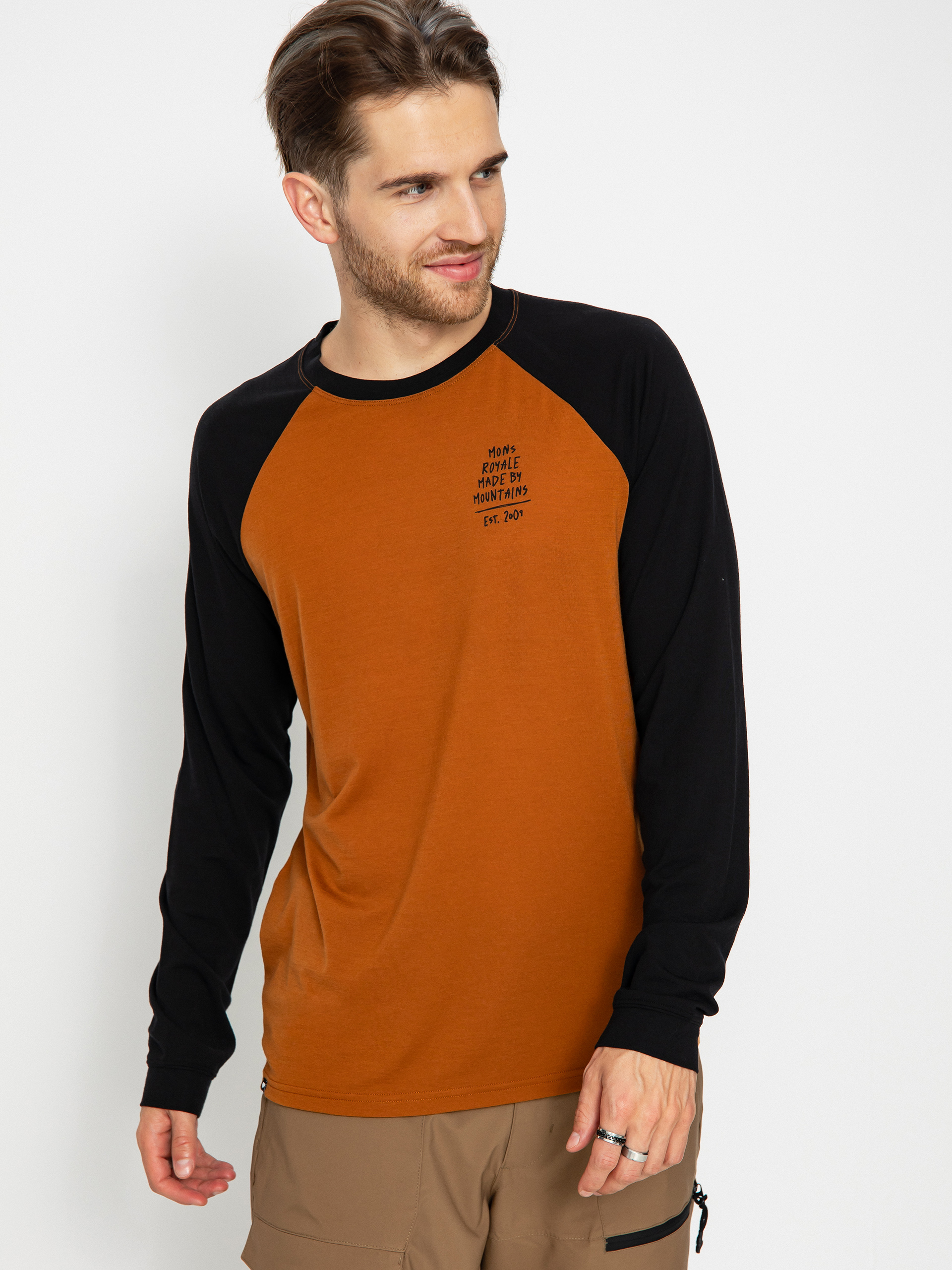 Férfi Mons Royale Icon Merino Raglan Hosszú ujjú thermo felső (black/copper)