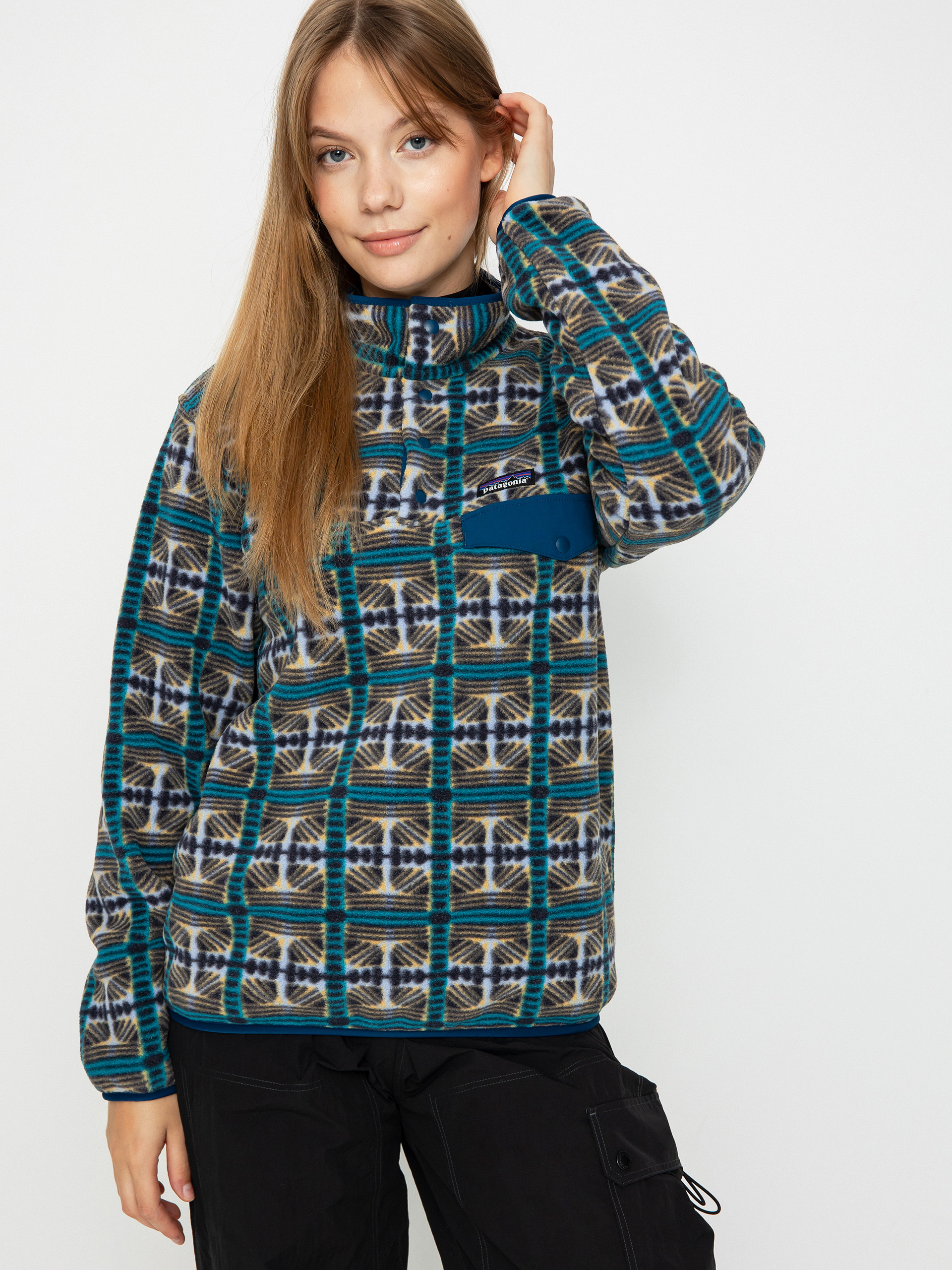 Női Patagonia Lightweight Synch Snap T Polár pulóver (snow beam/pale periwinkle)