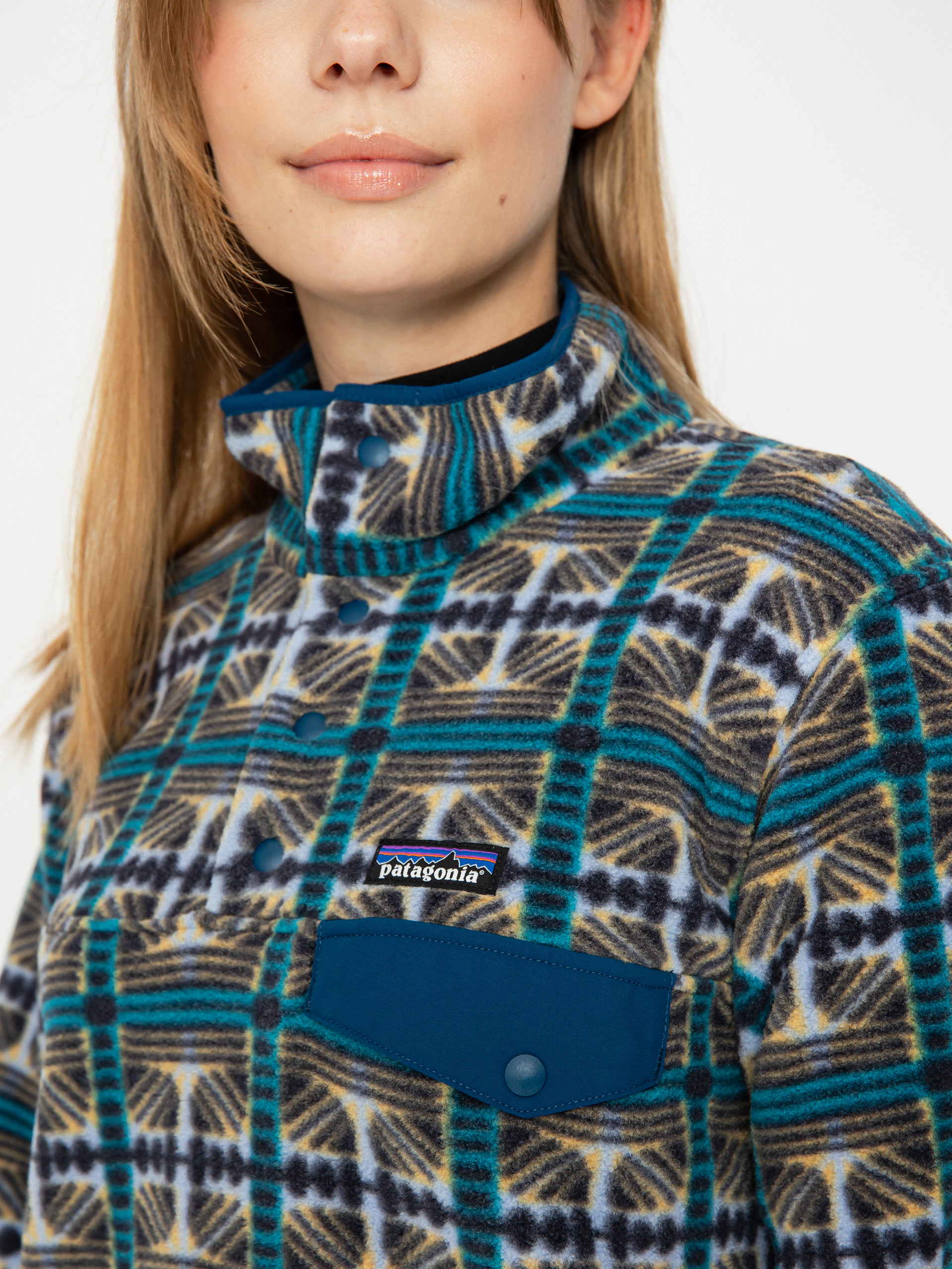 Női Patagonia Lightweight Synch Snap T Polár pulóver (snow beam/pale periwinkle)