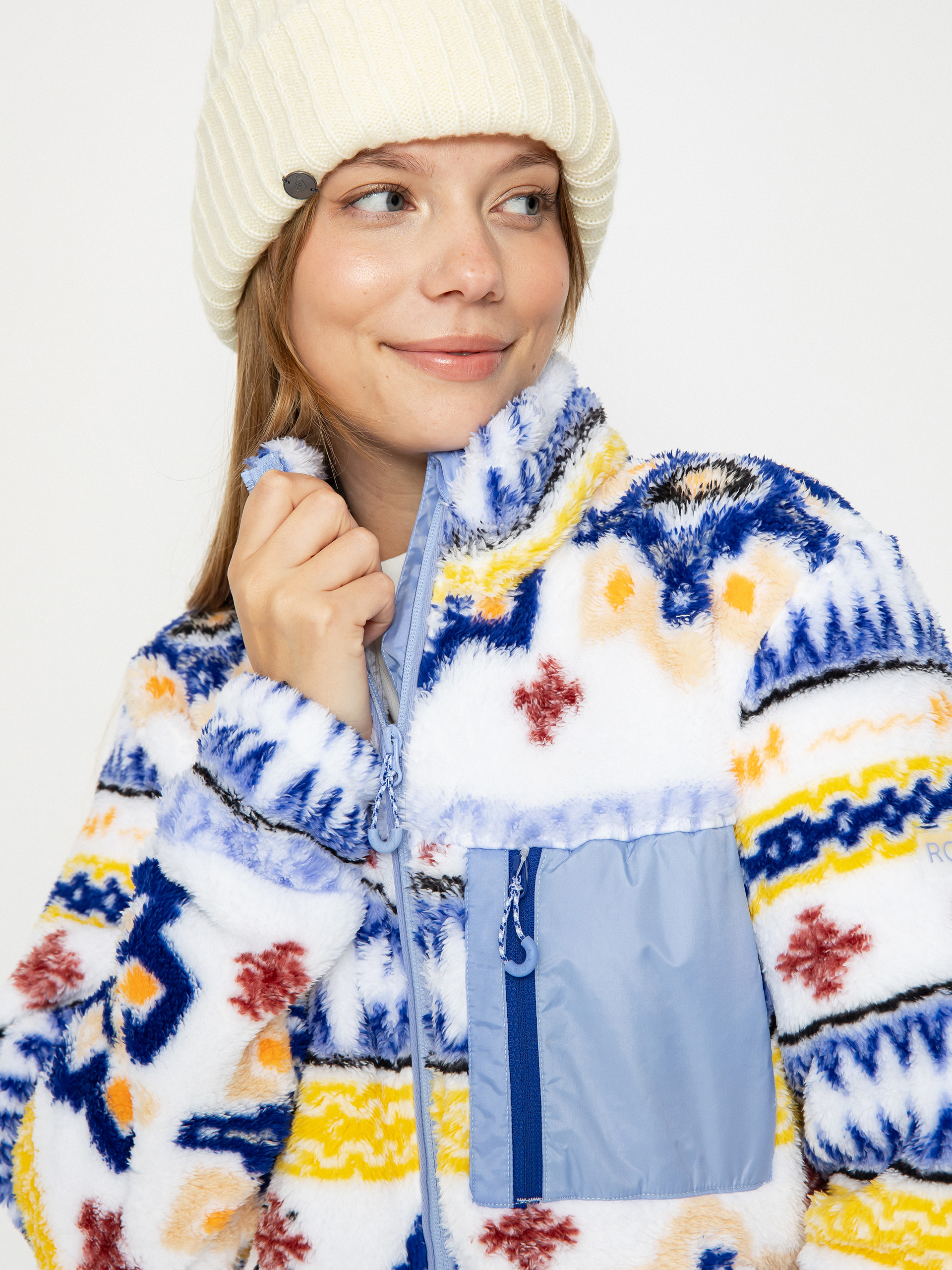 Női Roxy Alabama Full Zip Polár pulóver (bright white chandail)