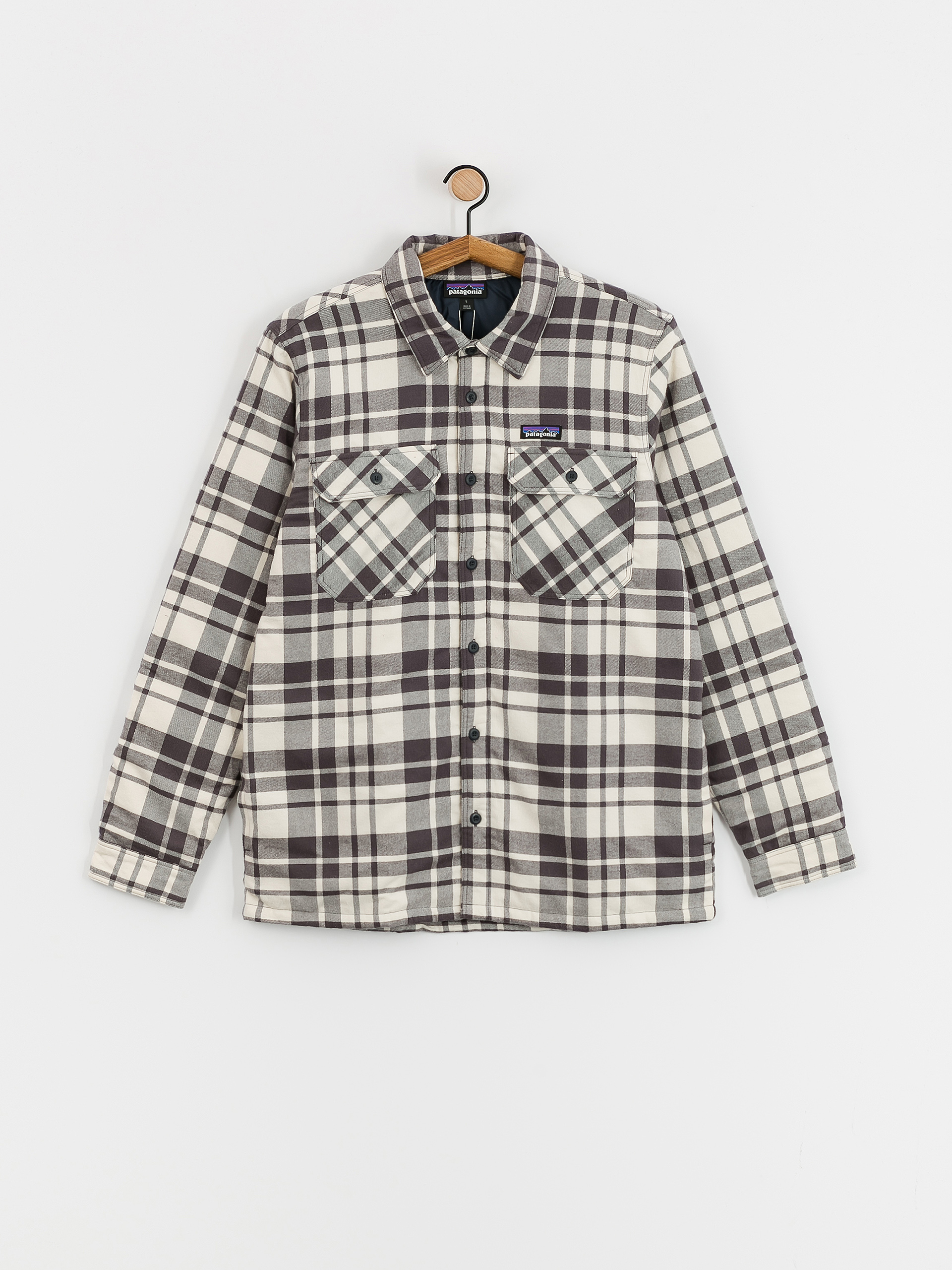 Patagonia Insulated Organic Cotton Fjord Flannel Dzseki (ice caps/smolder blue)