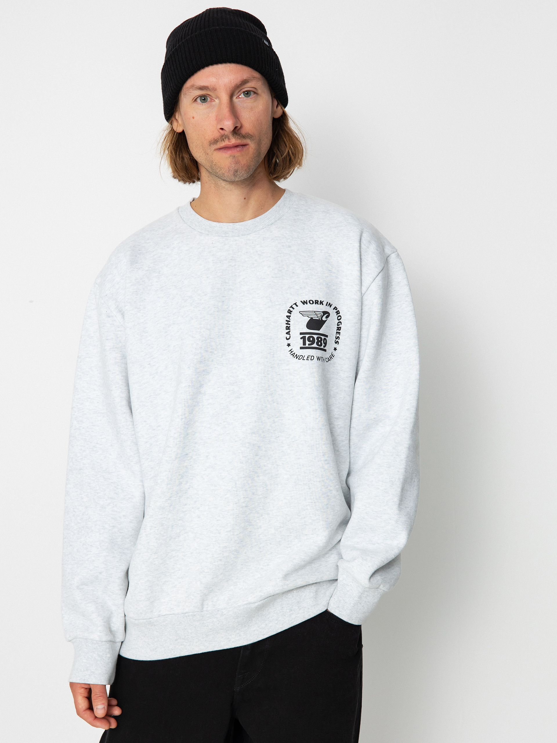 Carhartt WIP Stamp State Pulóver (ash heather/black)