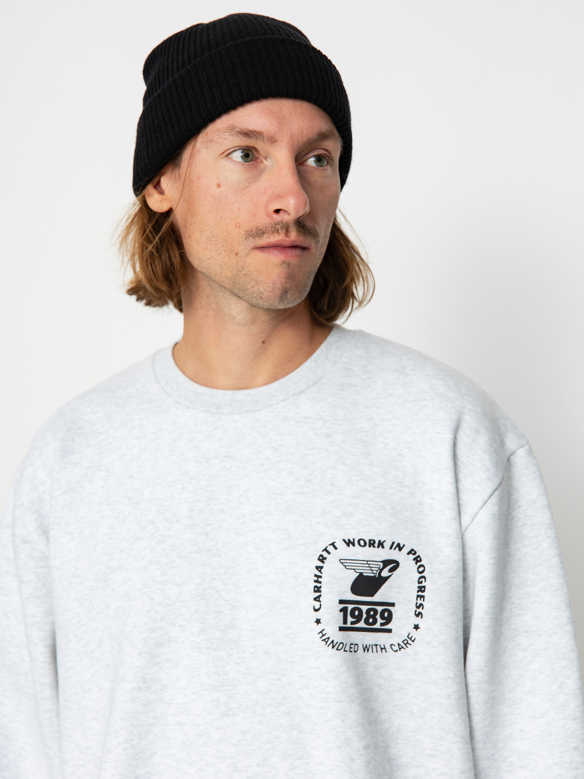 Carhartt WIP Stamp State Pulóver (ash heather/black)