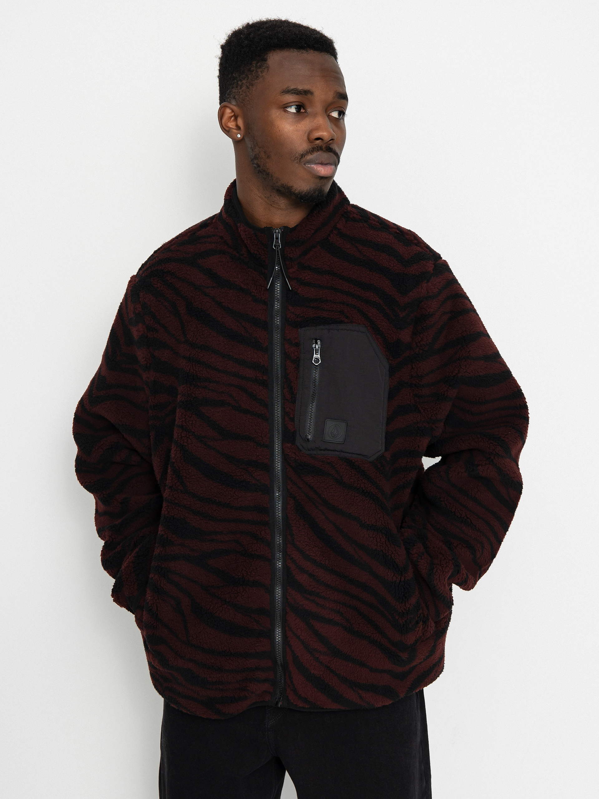 Férfi Volcom Muzzer Fuzzar Zip Polár pulóver (bitter chocolate)