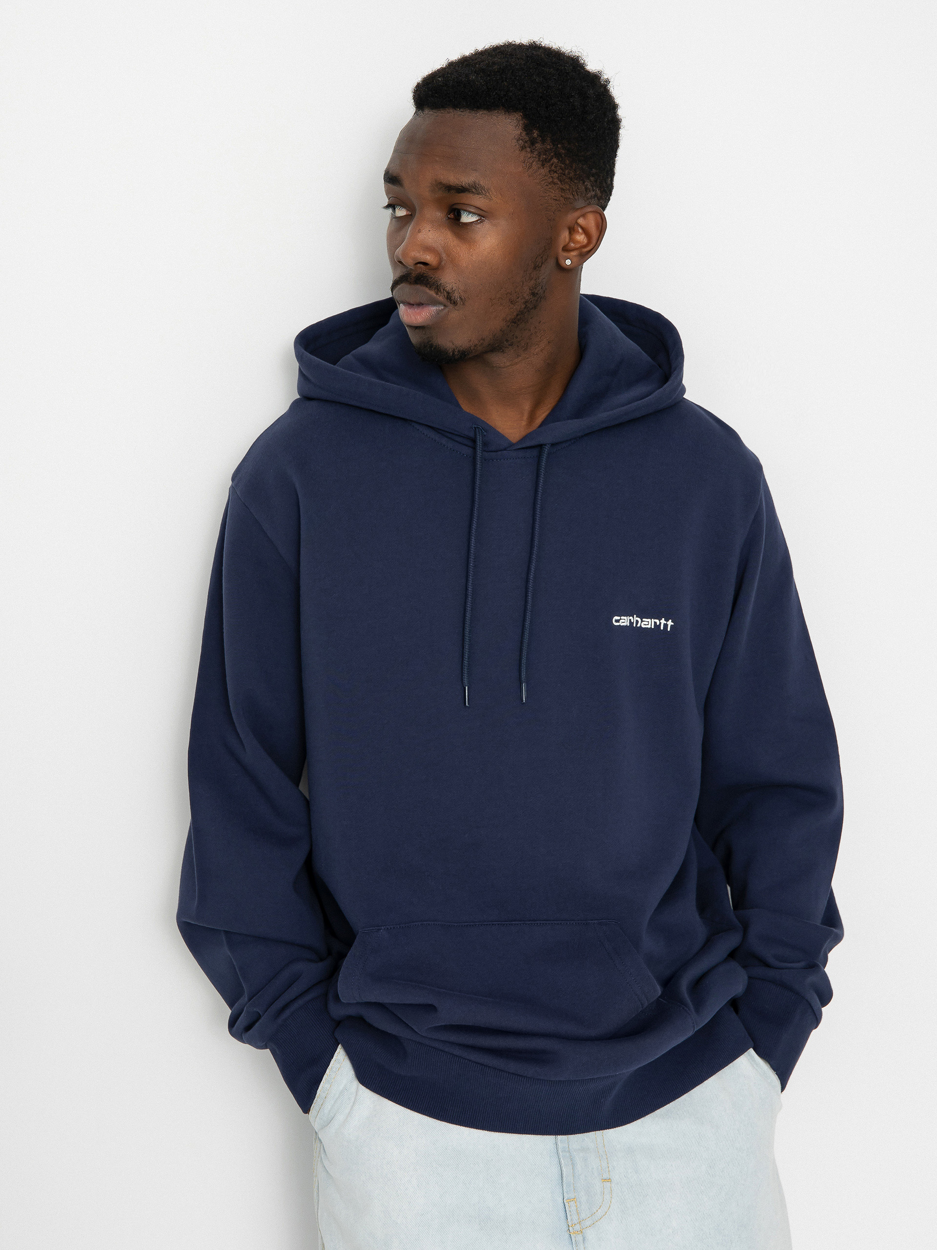 Carhartt WIP Script Embroidery HD Kapucnis pulóver (blue/white)