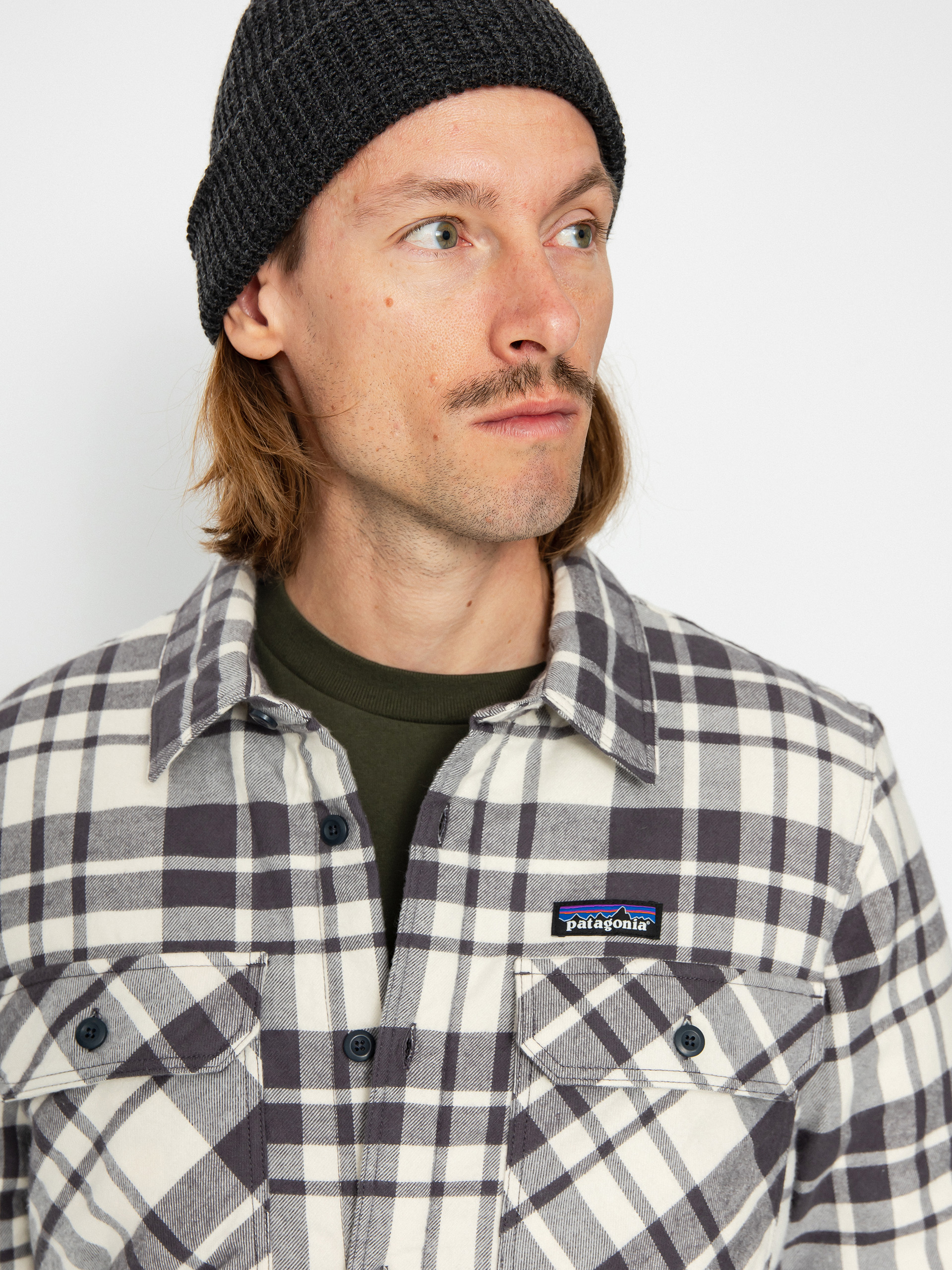 Patagonia Insulated Organic Cotton Fjord Flannel Dzseki (ice caps/smolder blue)