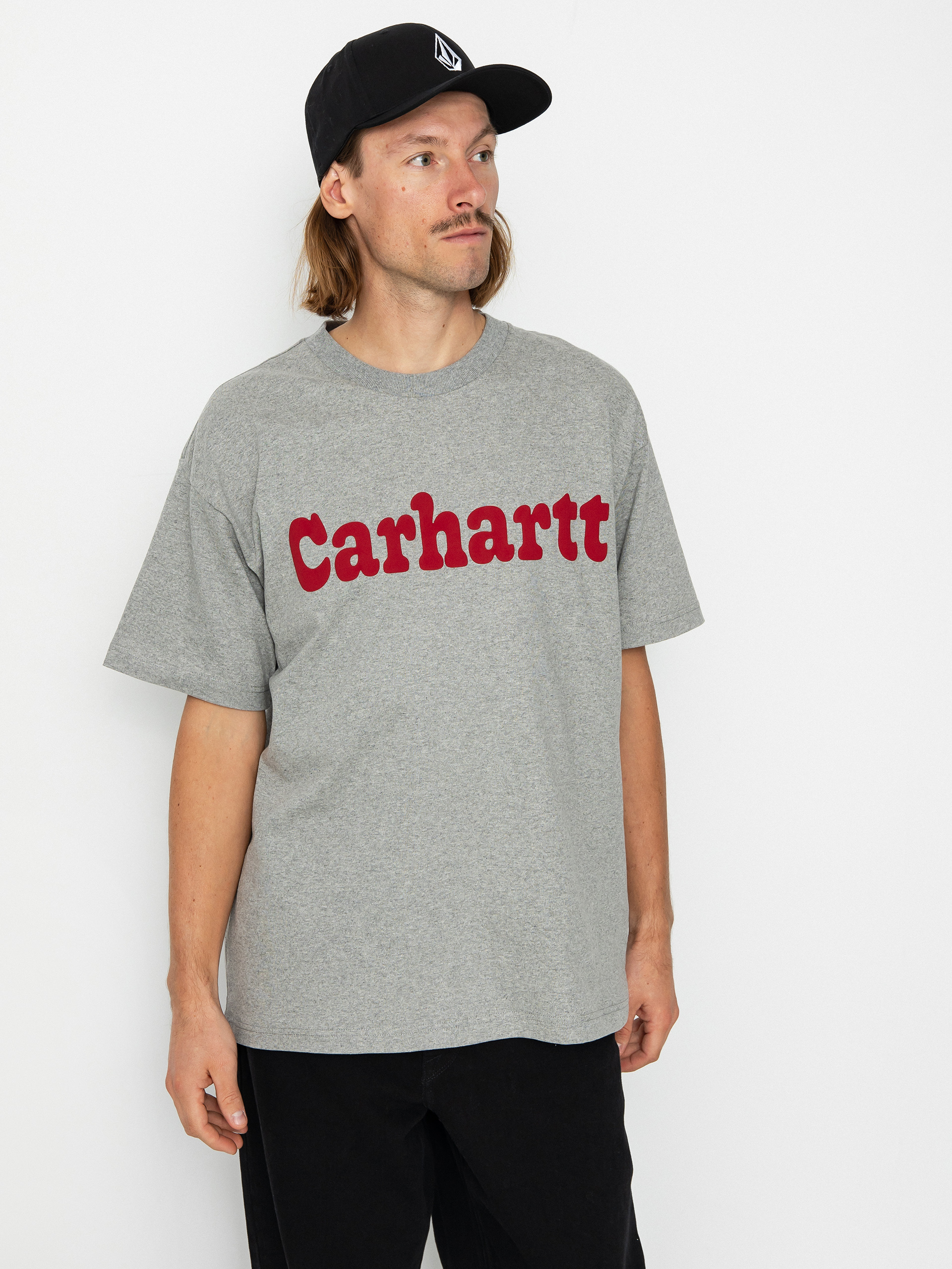 Carhartt WIP Bubbles Póló (grey heather/cherry)