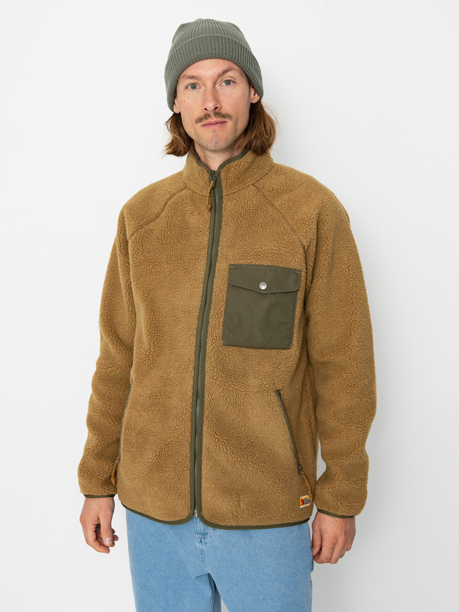 Férfi Fjallraven Vardag Pile Polár pulóver (buckwheat brown/laurel green)