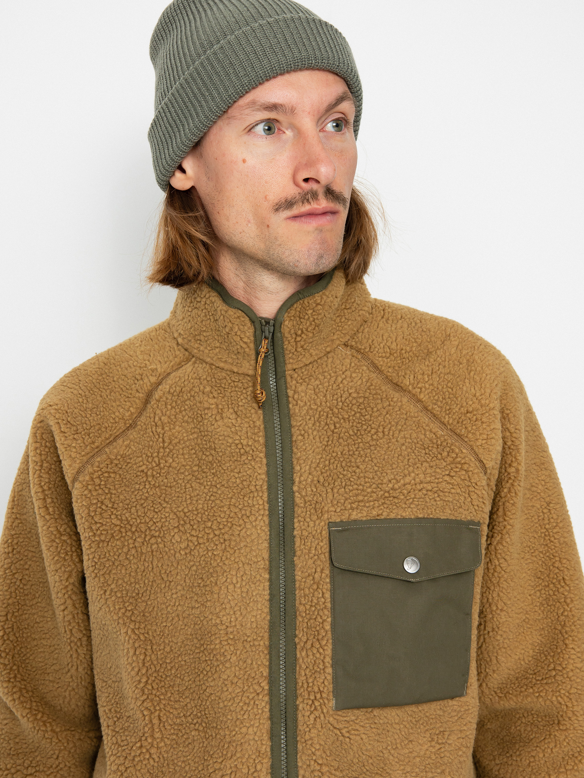 Férfi Fjallraven Vardag Pile Polár pulóver (buckwheat brown/laurel green)