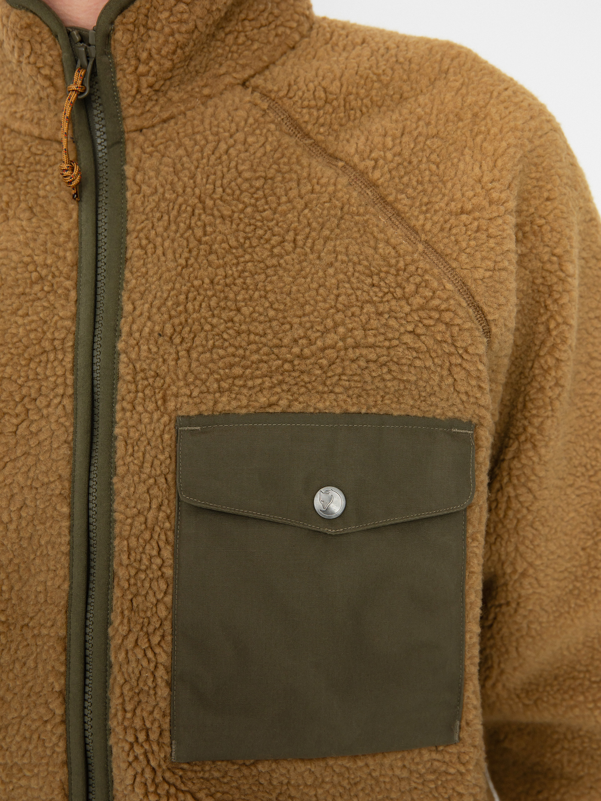 Férfi Fjallraven Vardag Pile Polár pulóver (buckwheat brown/laurel green)