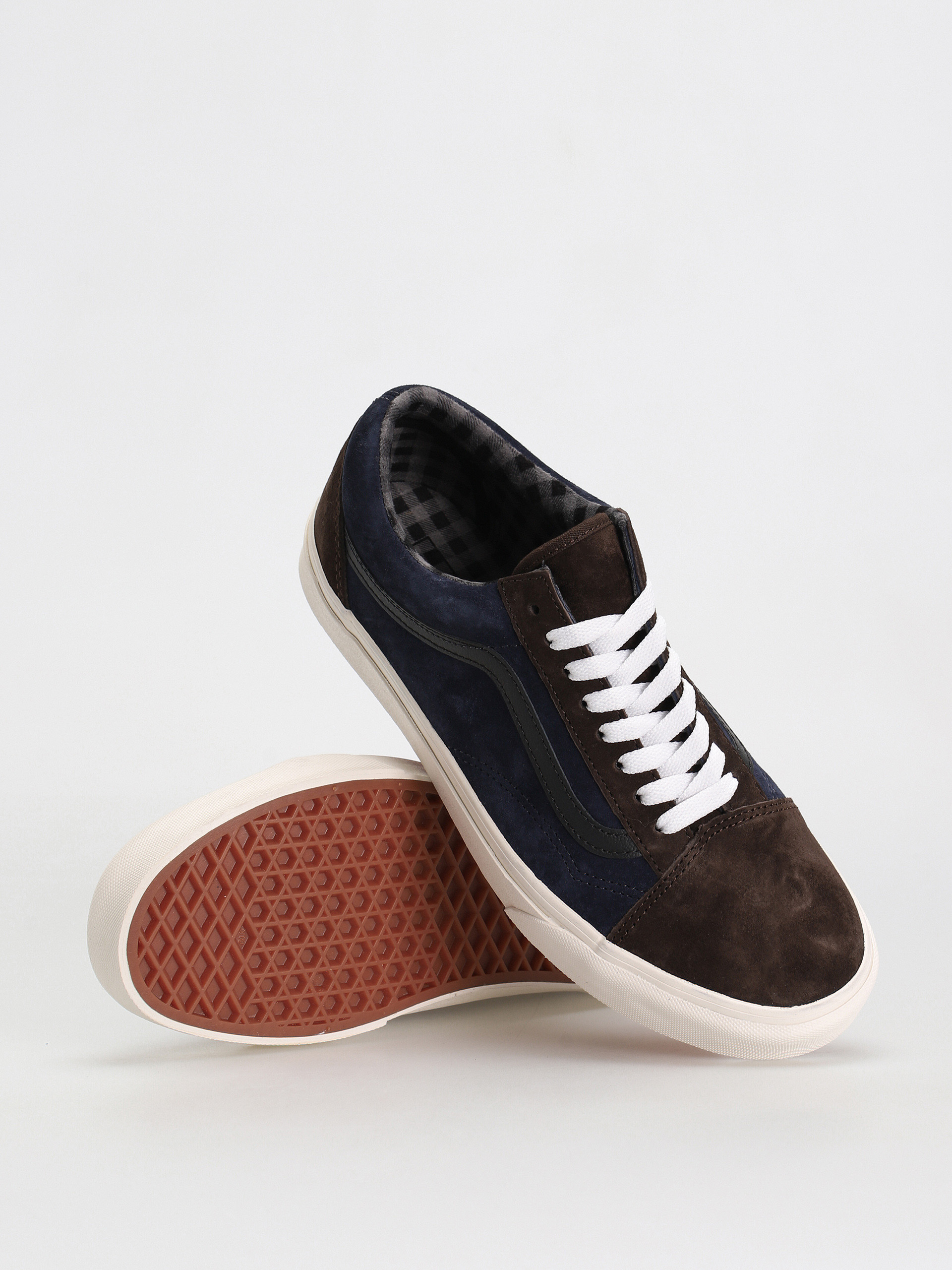 Vans Old Skool Cipők (pig suede plaid brown/navy)