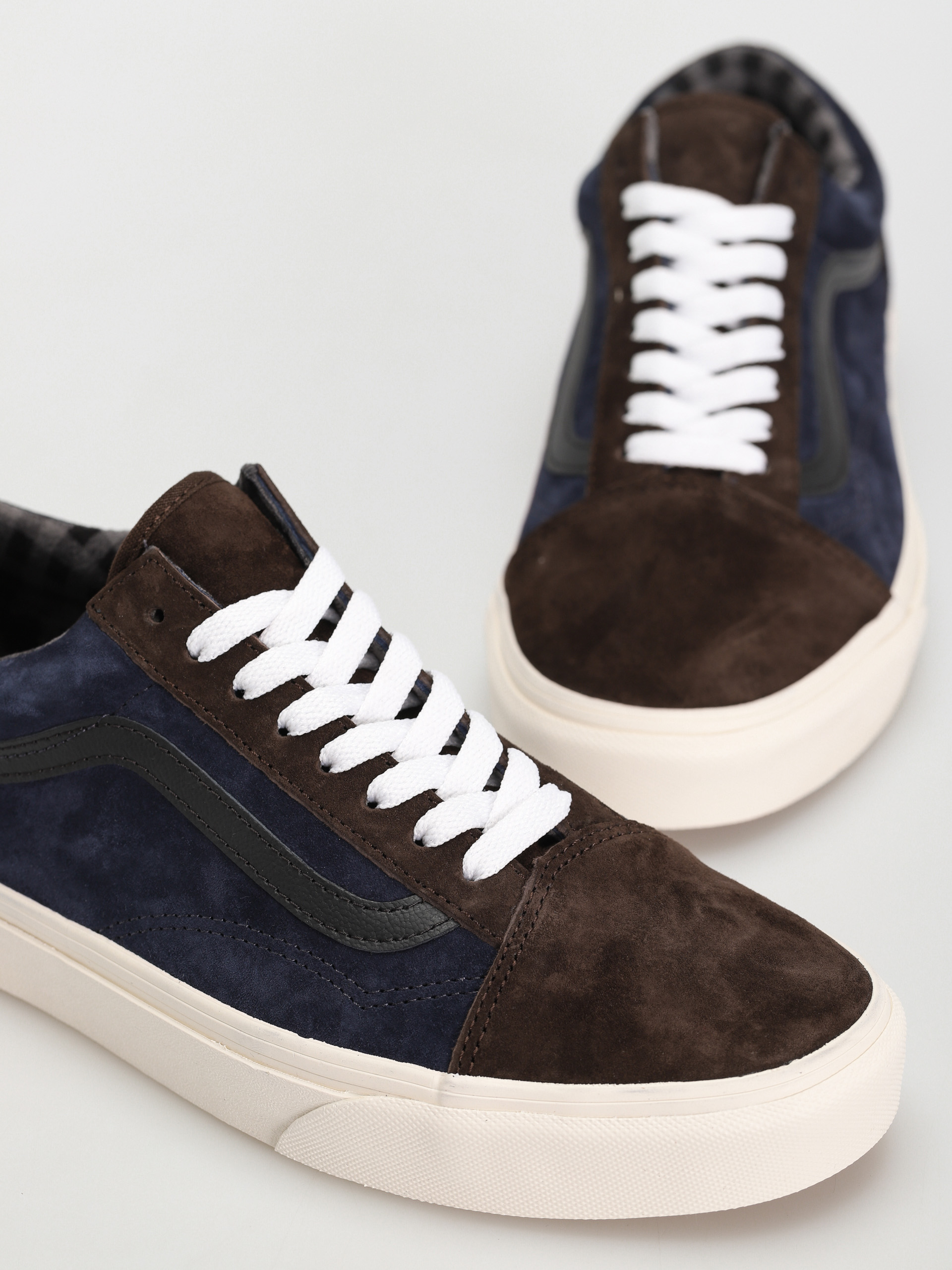 Vans Old Skool Cipők (pig suede plaid brown/navy)