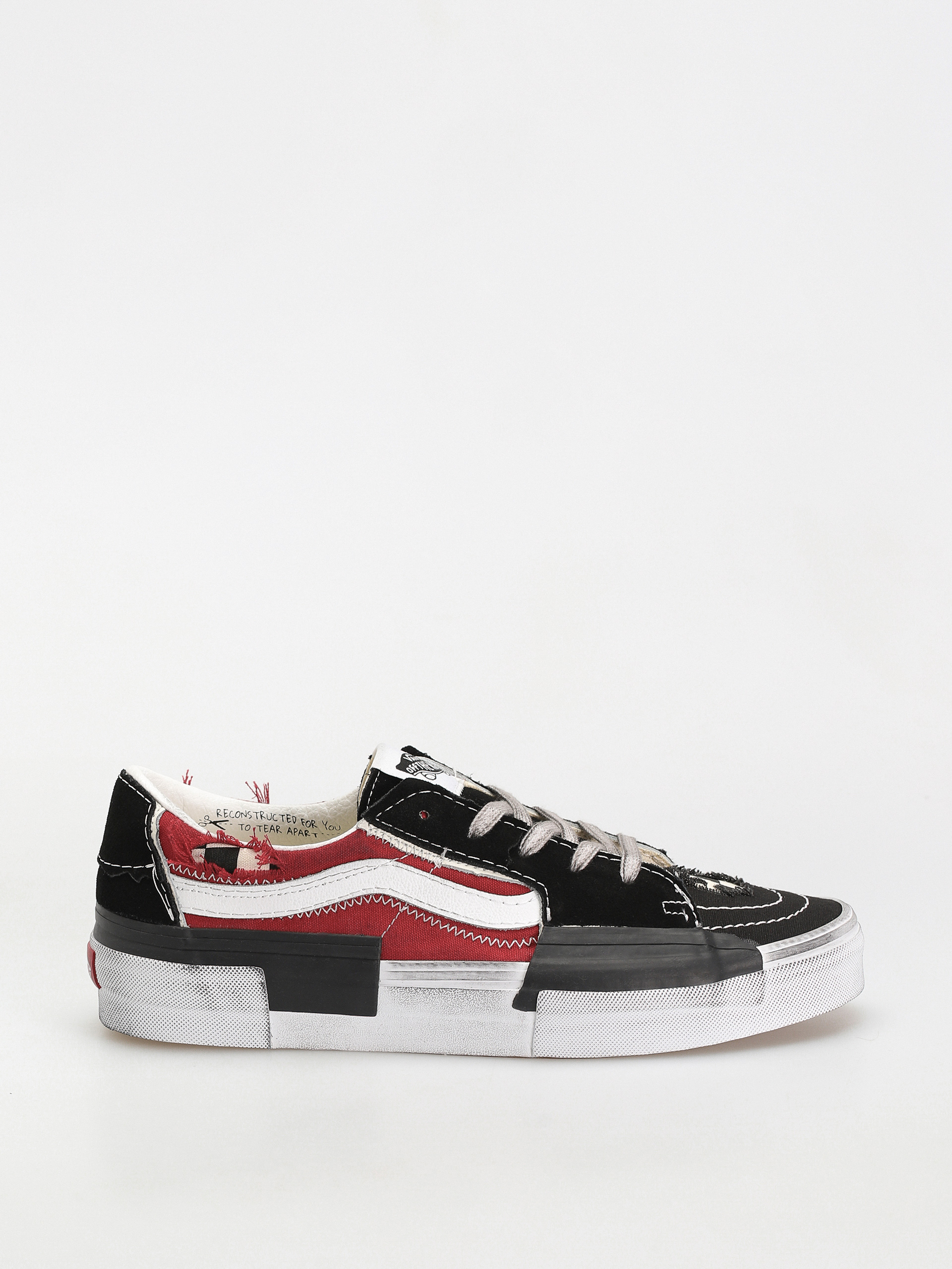 Vans Sk8 Low Reconstruct Cipők (stressed check black/red)