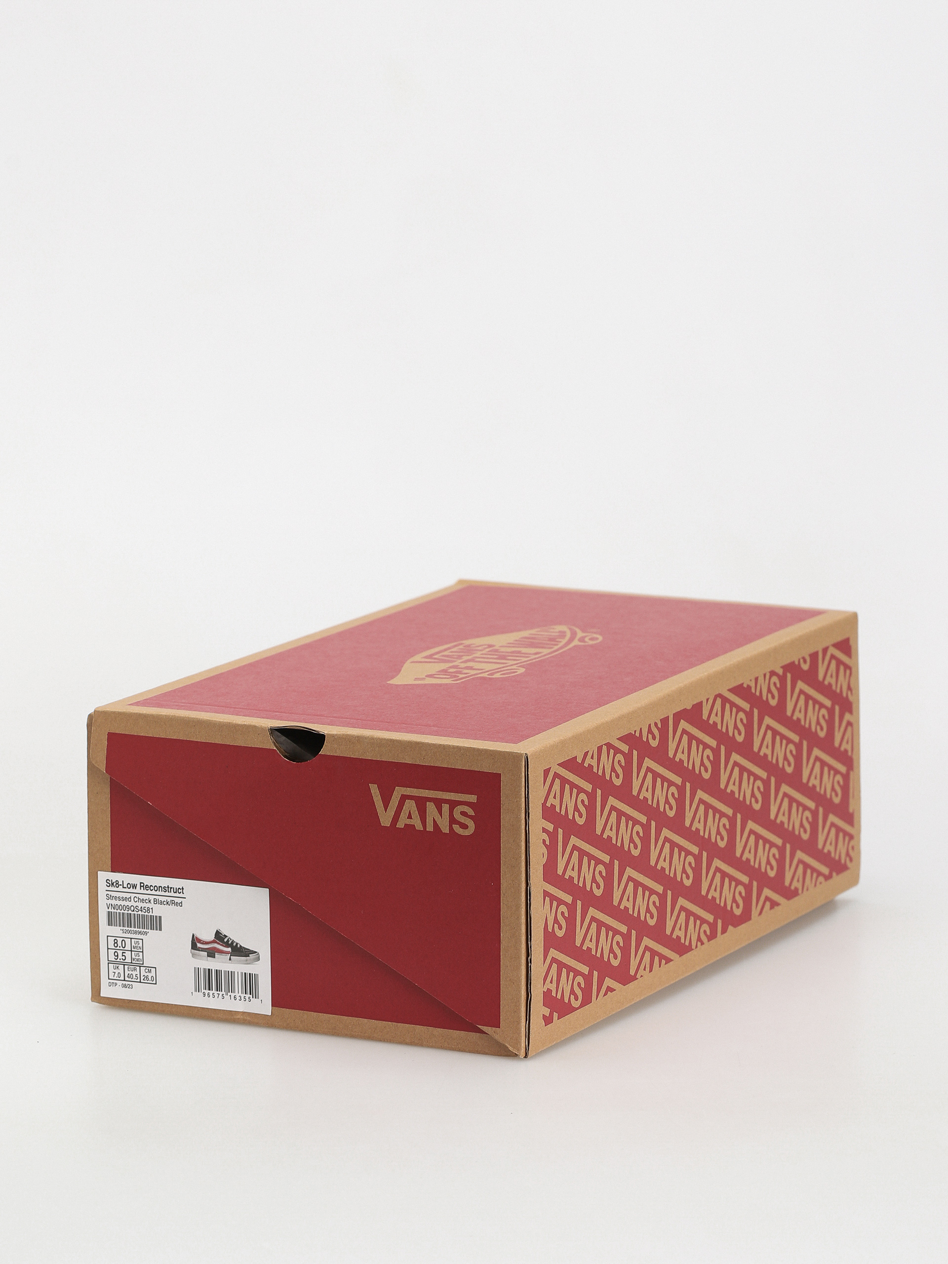 Vans Sk8 Low Reconstruct Cipők (stressed check black/red)