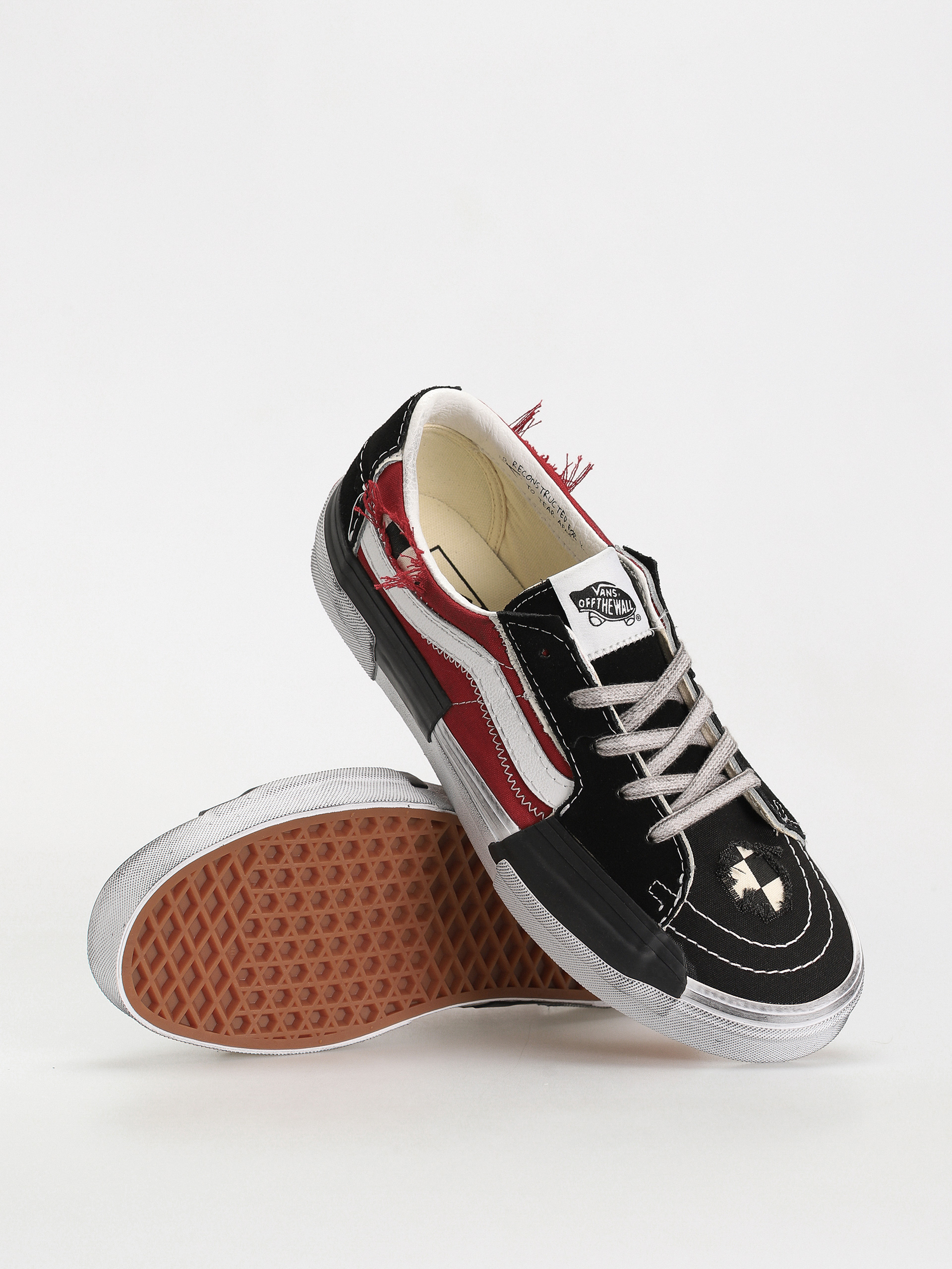 Vans Sk8 Low Reconstruct Cipők (stressed check black/red)