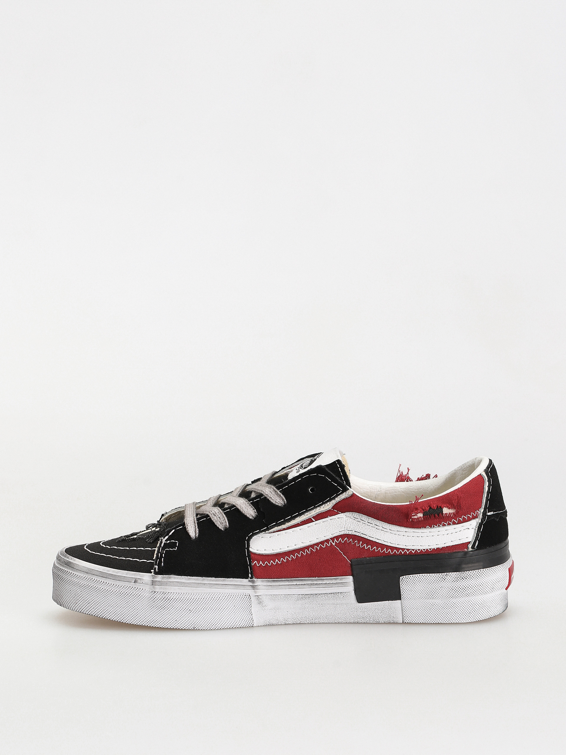 Vans Sk8 Low Reconstruct Cipők (stressed check black/red)