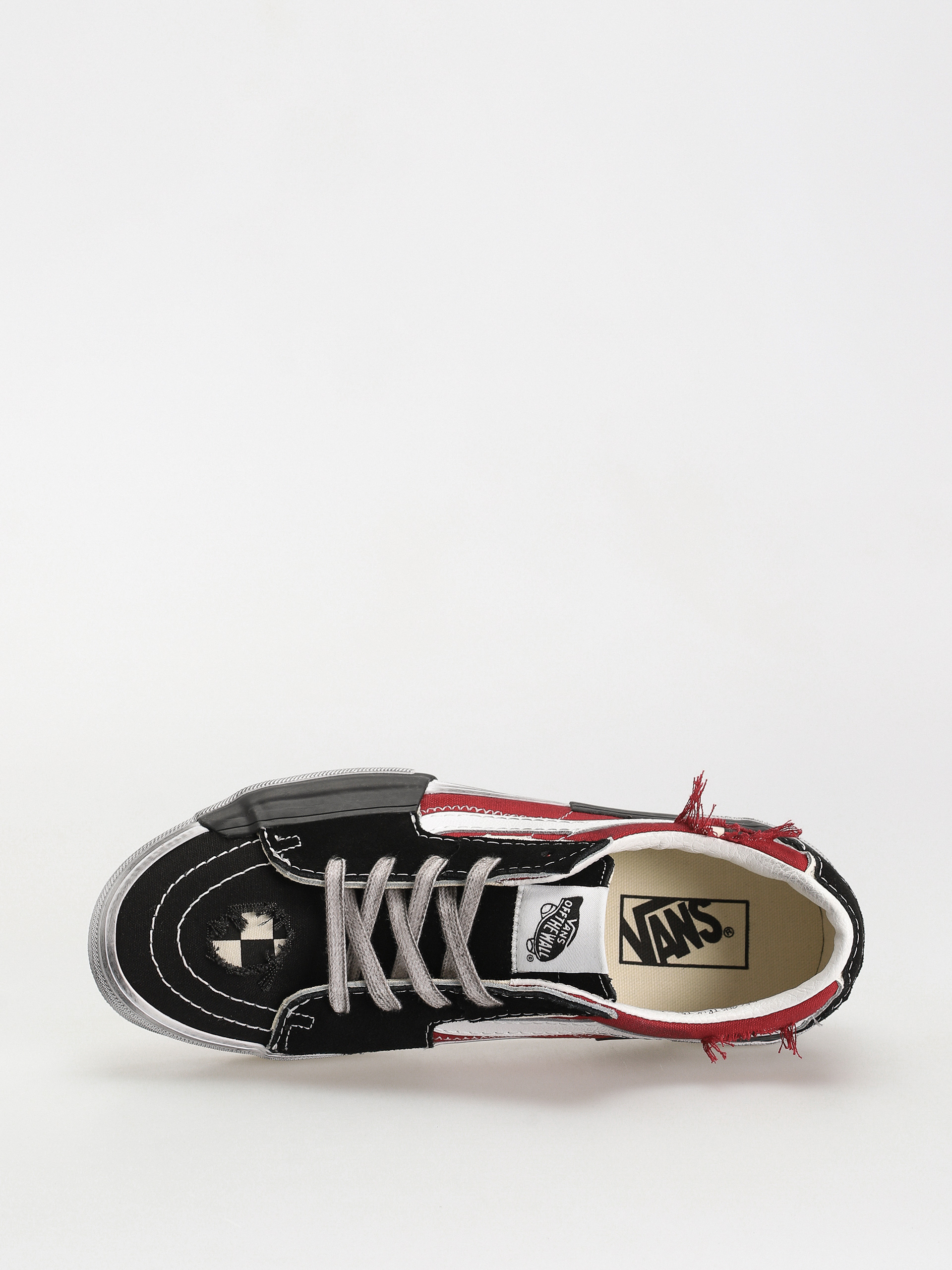 Vans Sk8 Low Reconstruct Cipők (stressed check black/red)