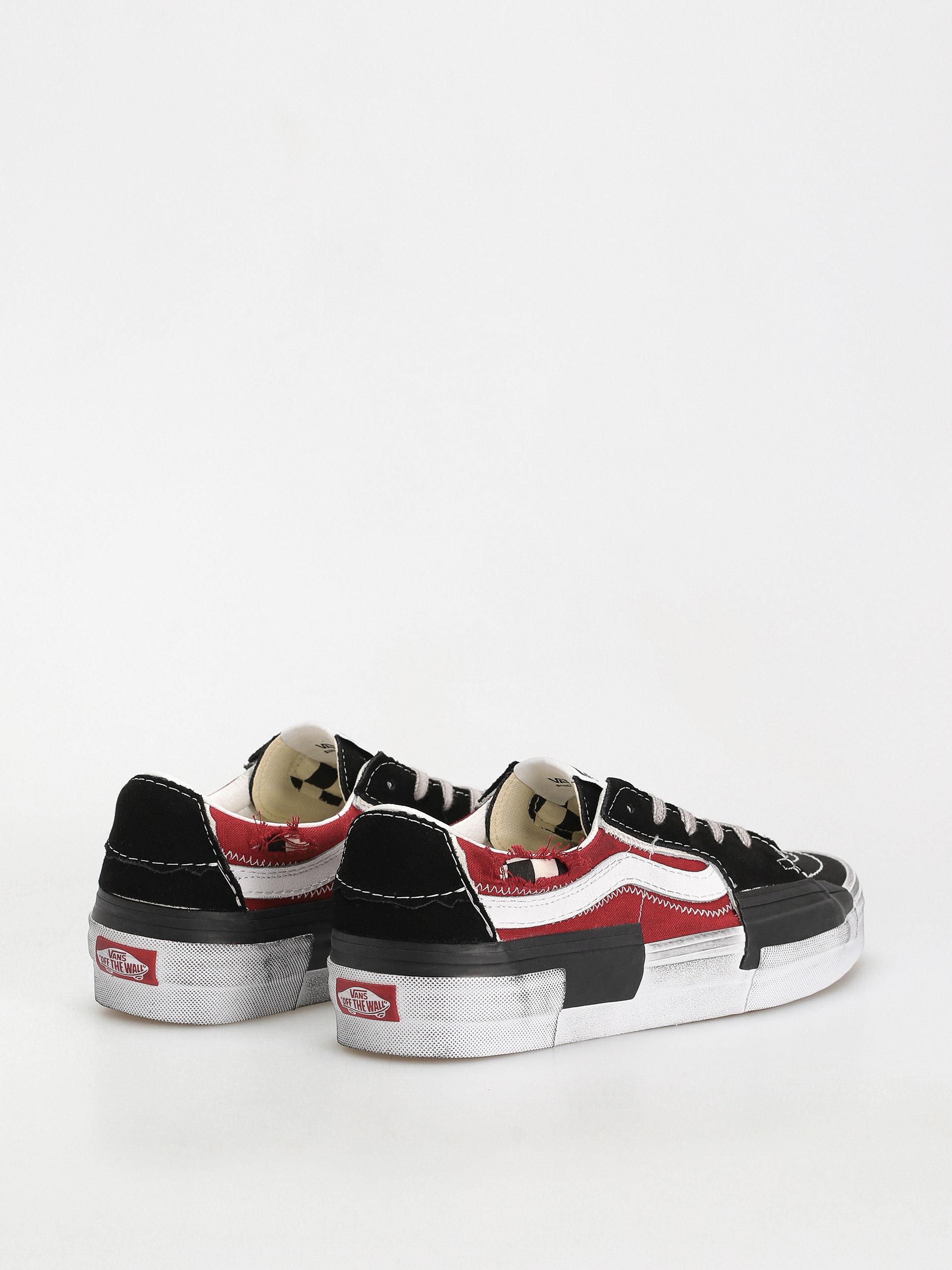 Vans Sk8 Low Reconstruct Cipők (stressed check black/red)
