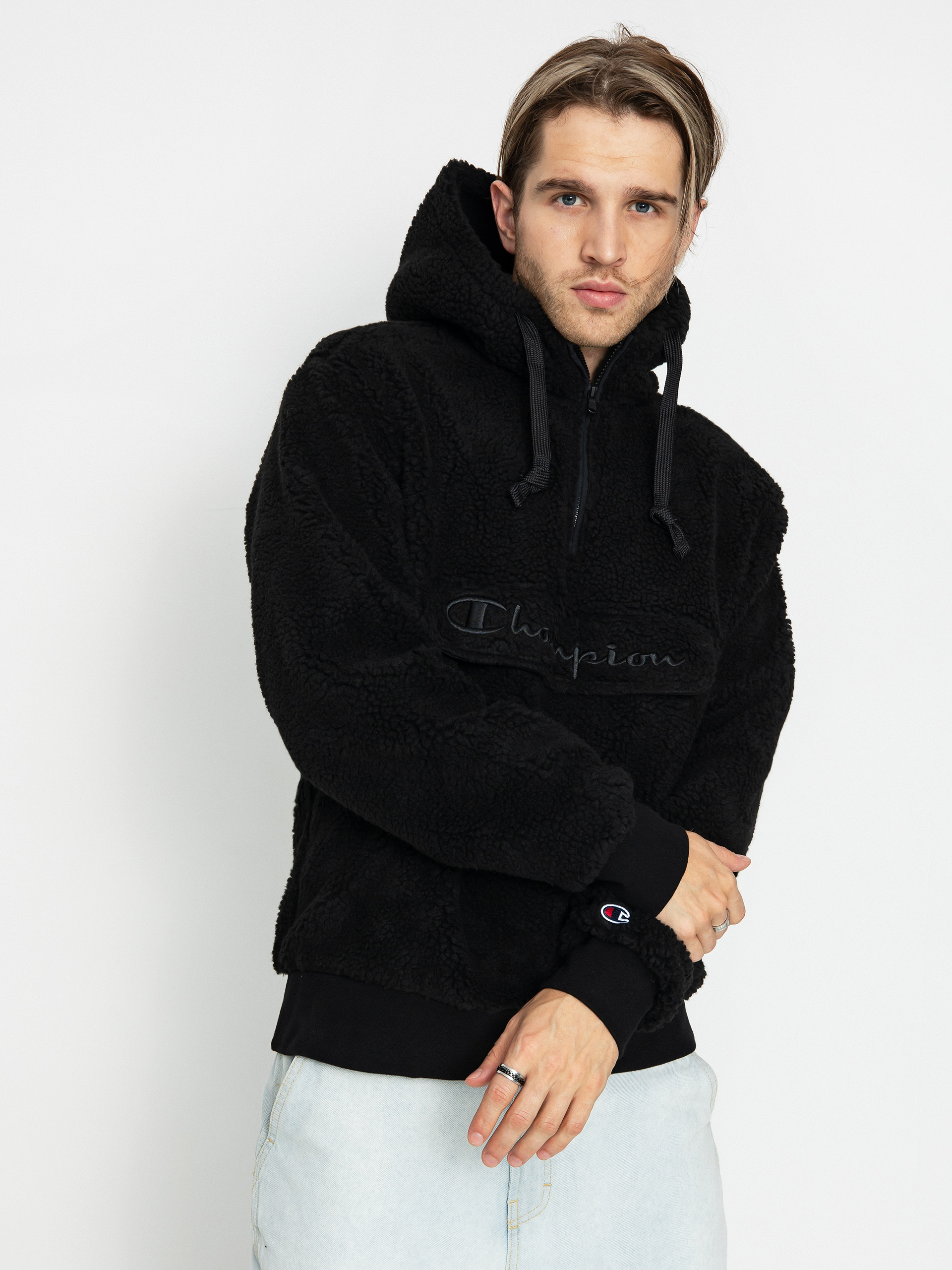 Champion Hooded Half Zip Top 219446 Kapucnis pulóver (nbk)