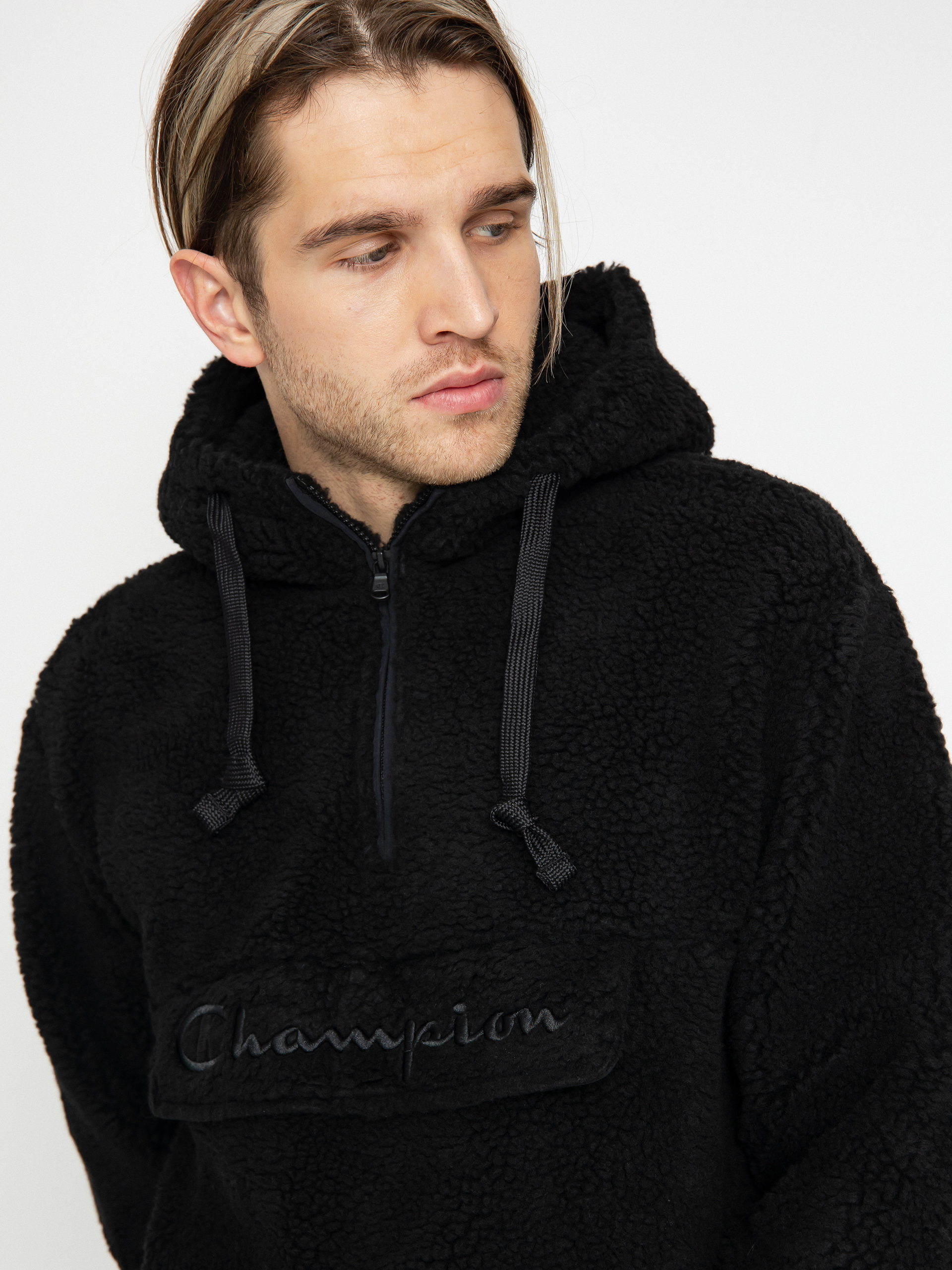 Champion Hooded Half Zip Top 219446 Kapucnis pulóver (nbk)