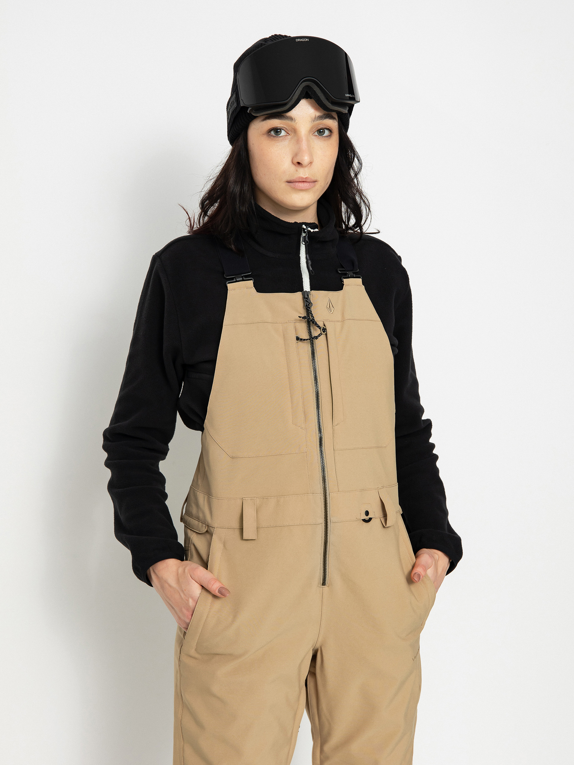 Női Volcom Swift Bib Overall Snowboard nadrág (dark khaki)