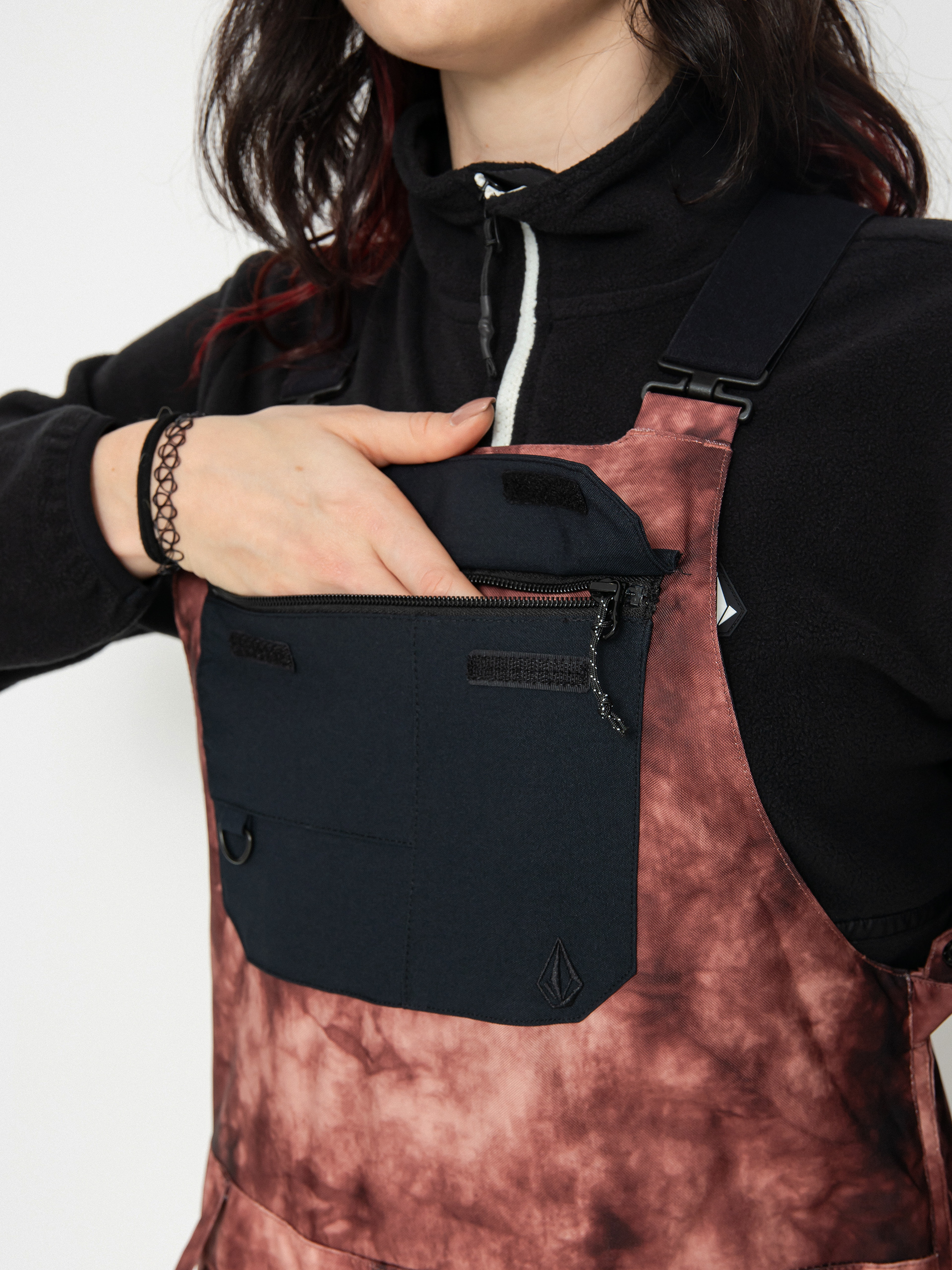 Női Volcom Creston 3Dstretch Bib Overall Snowboard nadrág (pink salt wash)