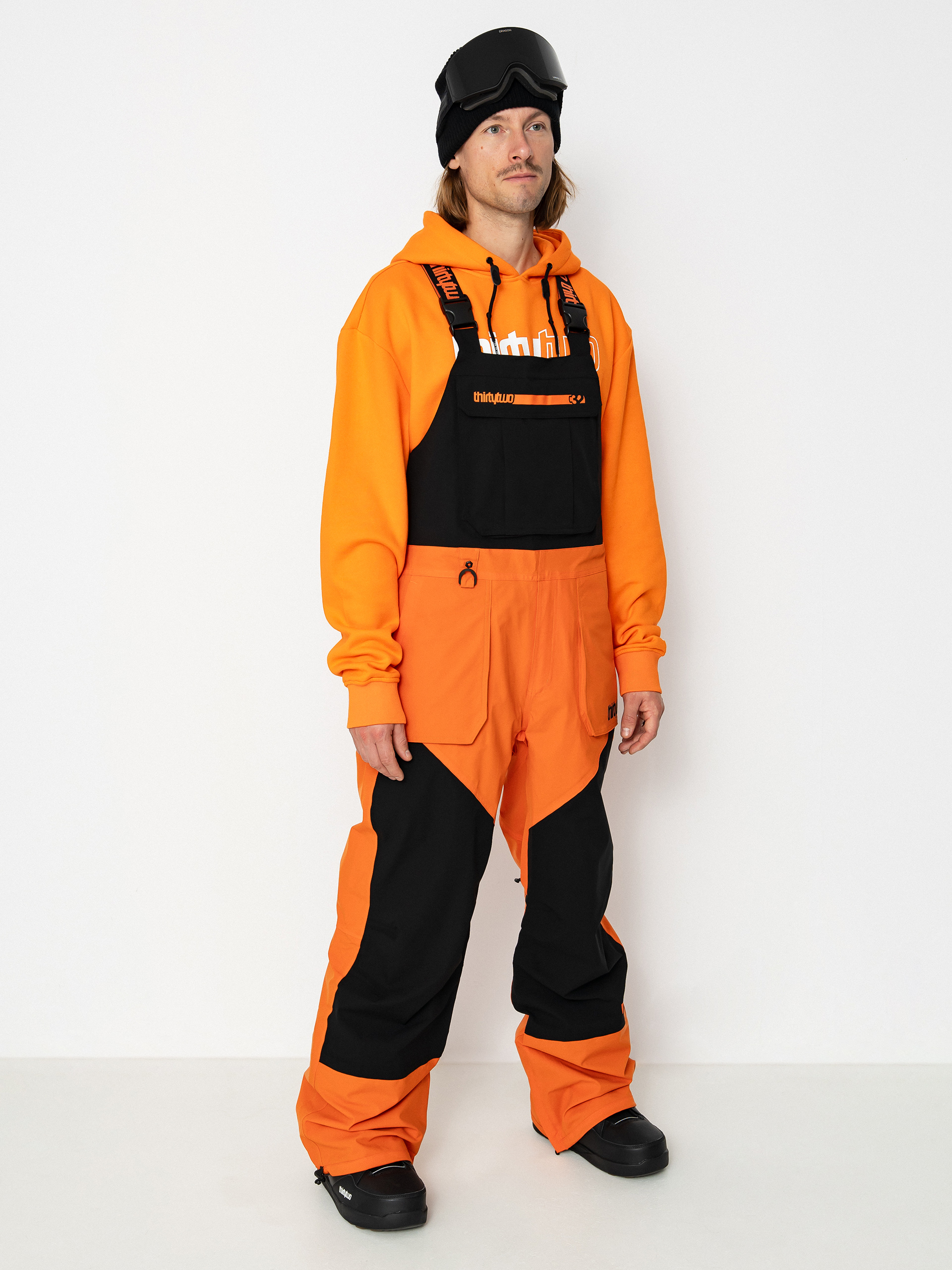 Férfi ThirtyTwo Basement Bib Snowboard nadrág (black/orange)