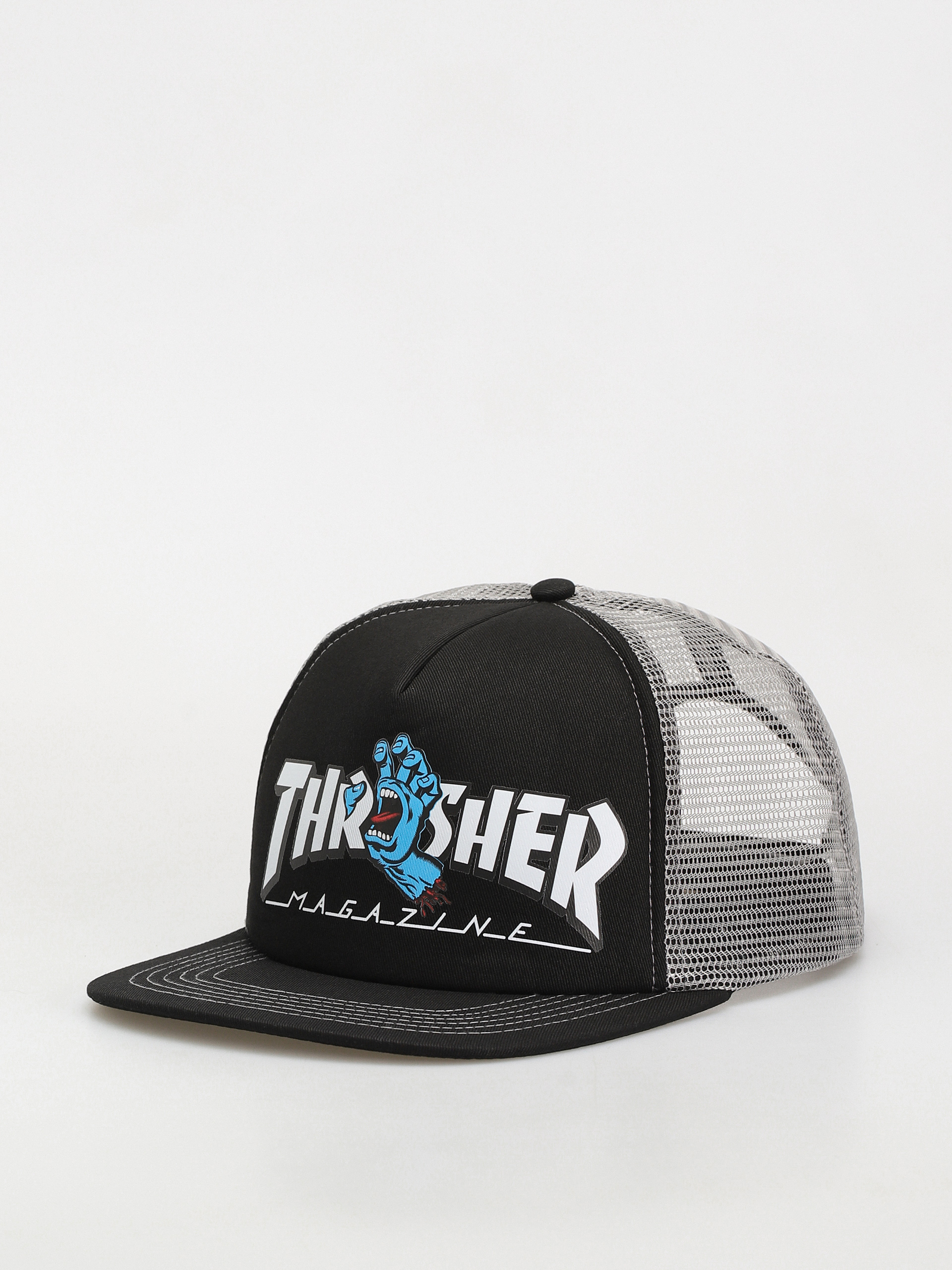 Santa Cruz X Thrasher Screaming Logo Mesh Trucker Baseball sapka (black/grey)
