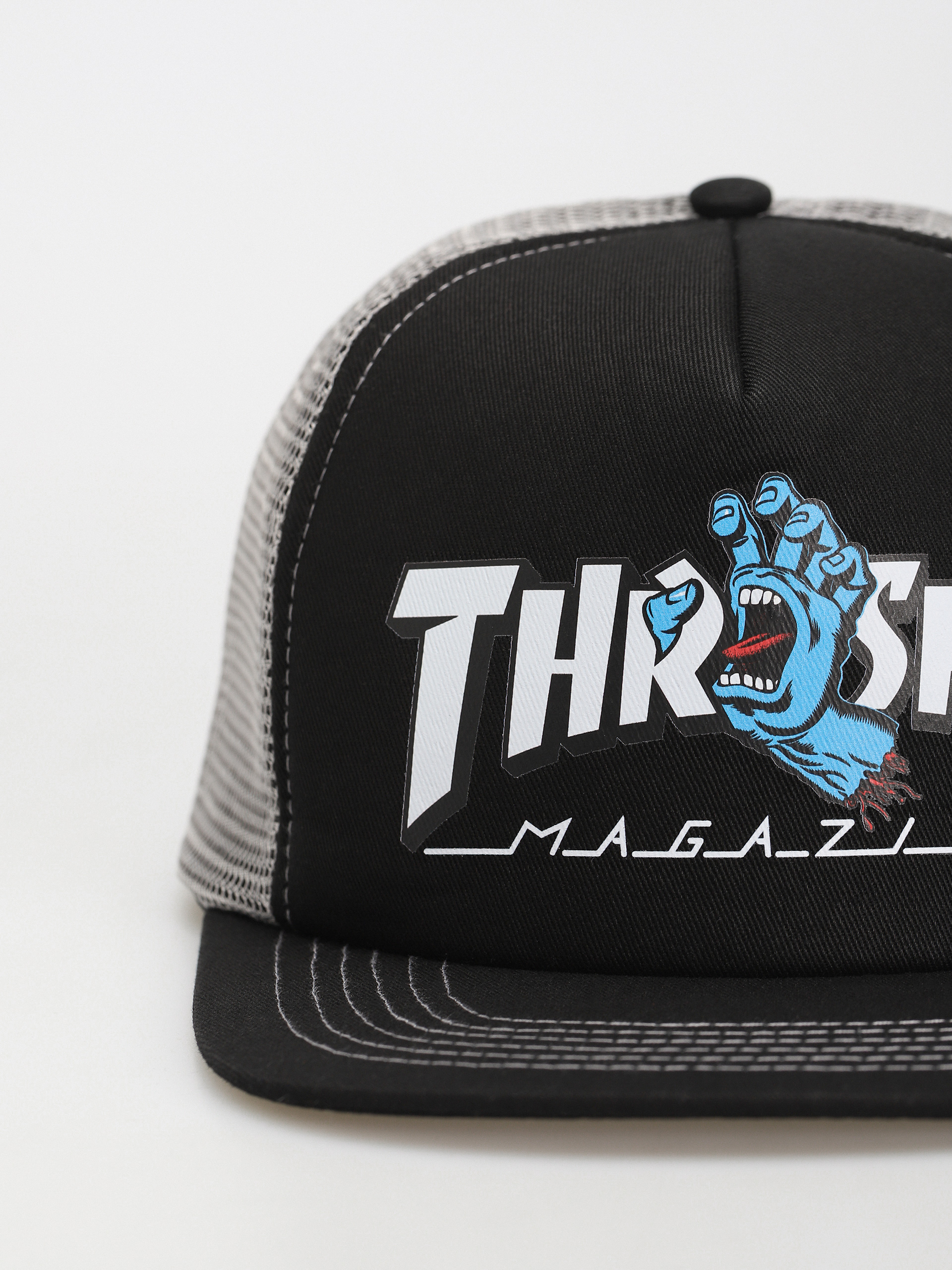 Santa Cruz X Thrasher Screaming Logo Mesh Trucker Baseball sapka (black/grey)