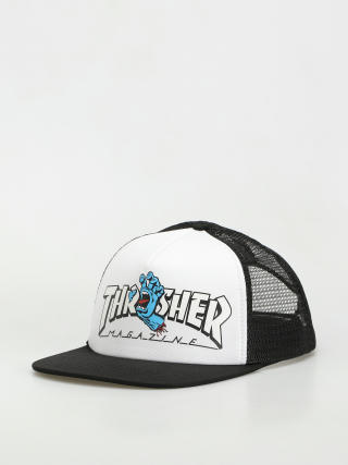 Santa Cruz X Thrasher Screaming Logo Mesh Trucker Baseball sapka (white/black)